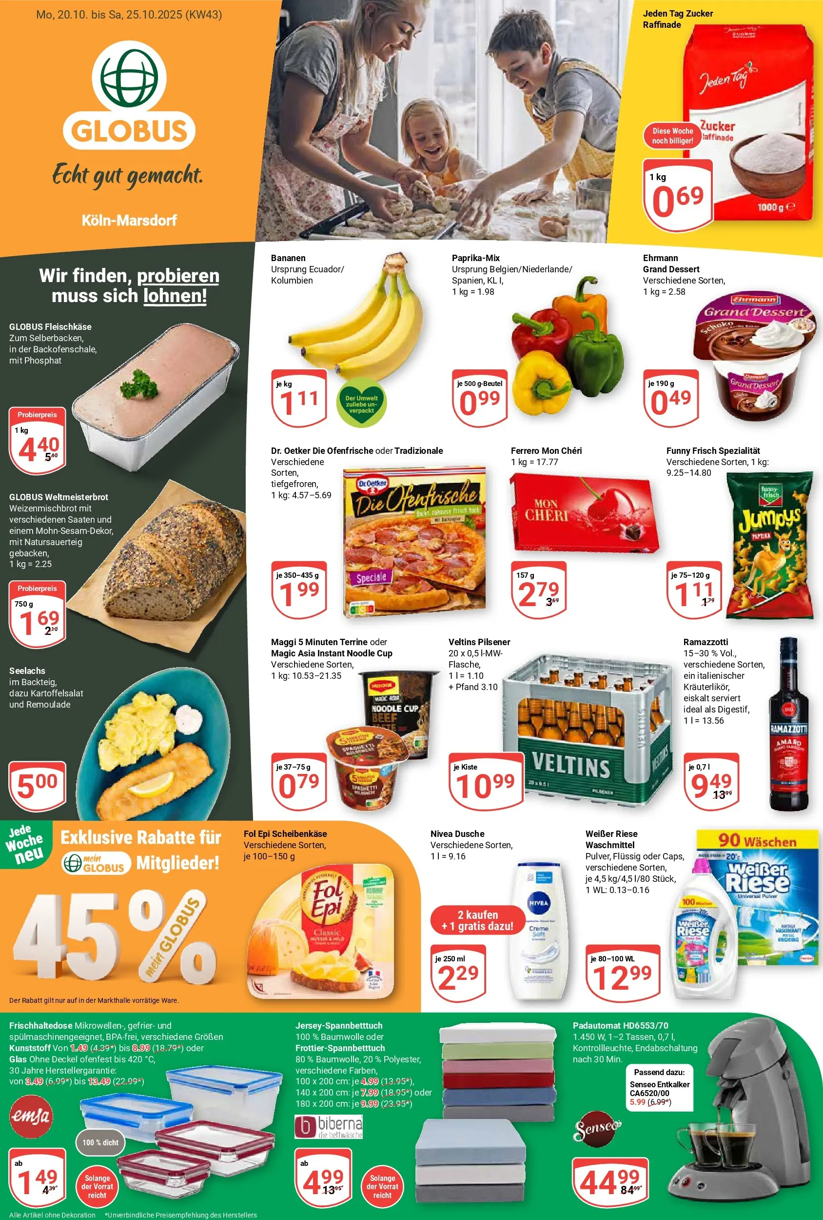 Globus prospekt Köln	 (ab 20.10.2025) » Angebote online | Seite: 1 | Produkte: Bettwäsche, Zucker, Maggi 5 minuten terrine, Mon cheri