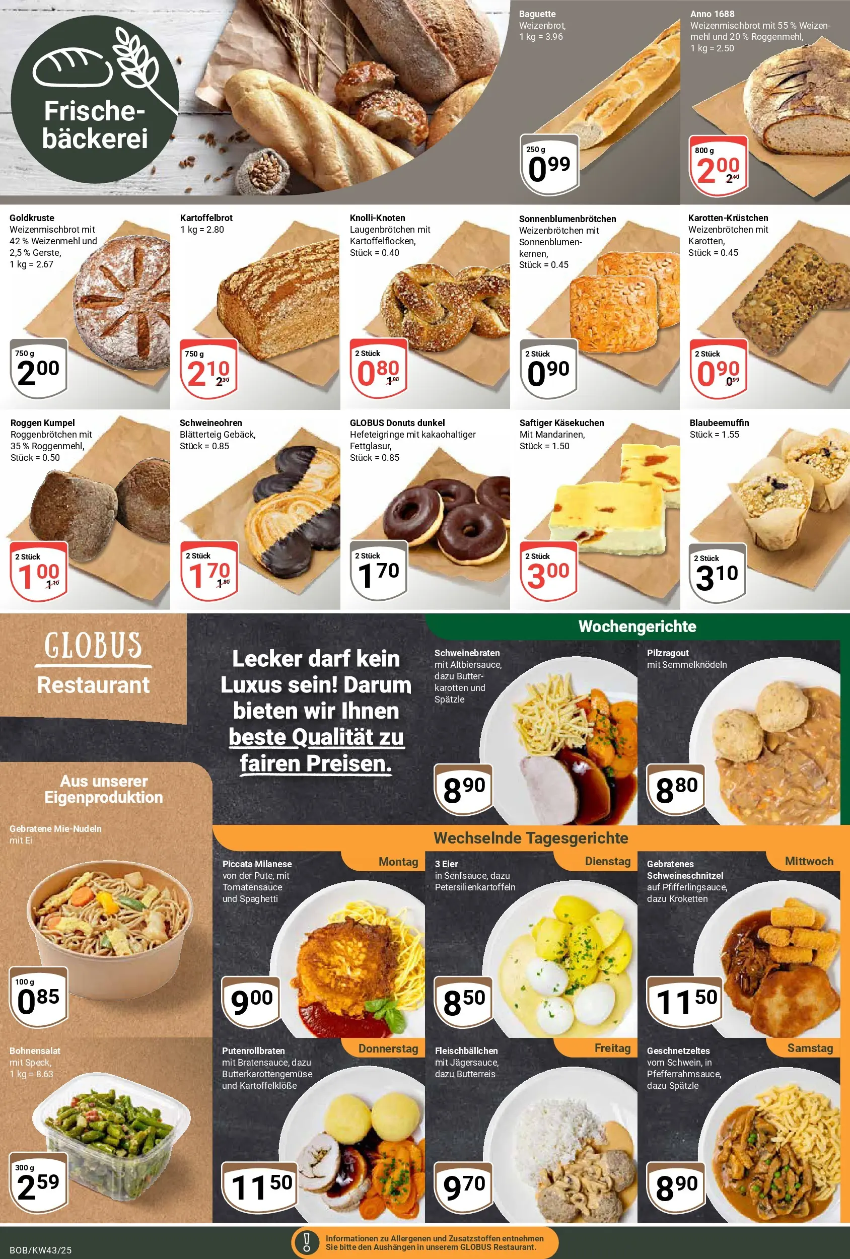 Globus prospekt Bobenheim-Roxheim	 (ab 19.10.2025) » Angebote online | Seite: 9 | Produkte: Butter, Baguette, Weizenmehl, Donuts