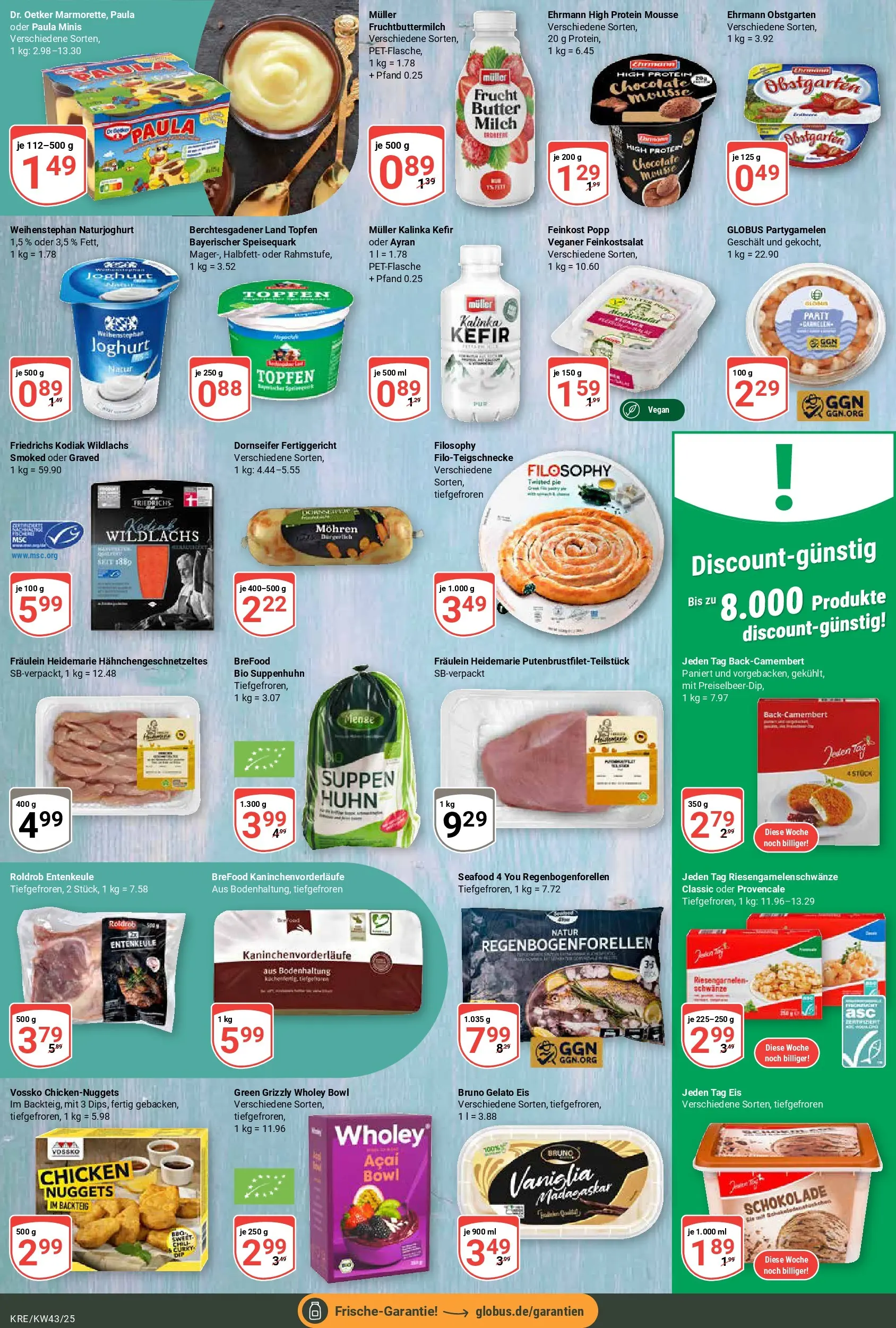 Globus prospekt Krefeld	 (ab 19.10.2025) » Angebote online | Seite: 10 | Produkte: Joghurt, Garnelen, Speisequark, Eis