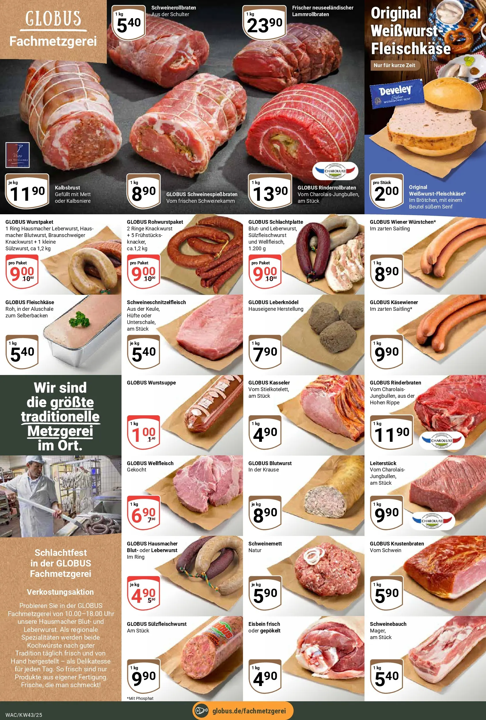Globus prospekt Markkleeberg	 (ab 19.10.2025) » Angebote online | Seite: 9 | Produkte: Rinderbraten, Schweinebauch, Weißwurst, Krustenbraten