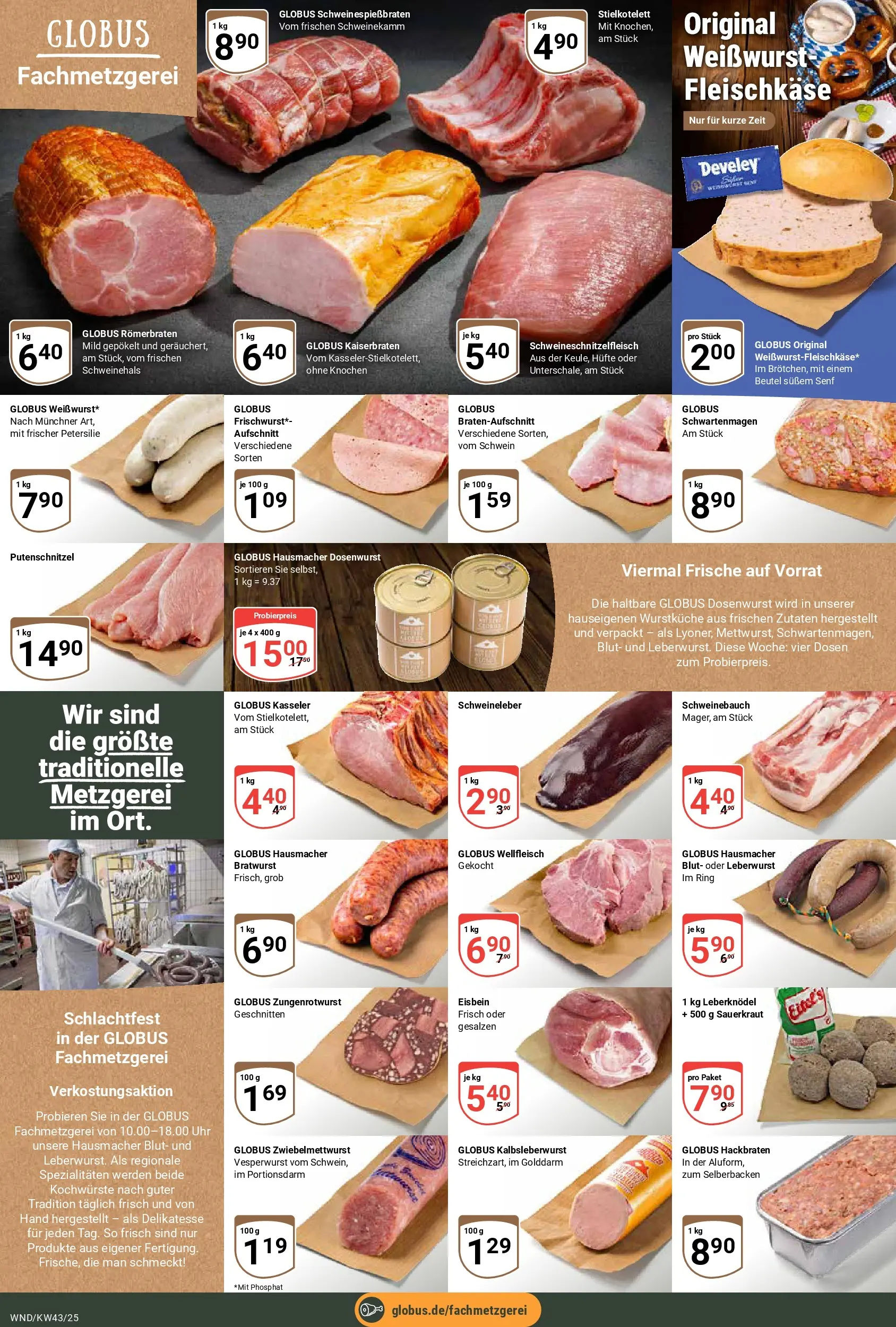 Globus prospekt St. Wendel	 (ab 19.10.2025) » Angebote online | Seite: 10 | Produkte: Bratwurst, Weißwurst, Putenschnitzel, Petersilie