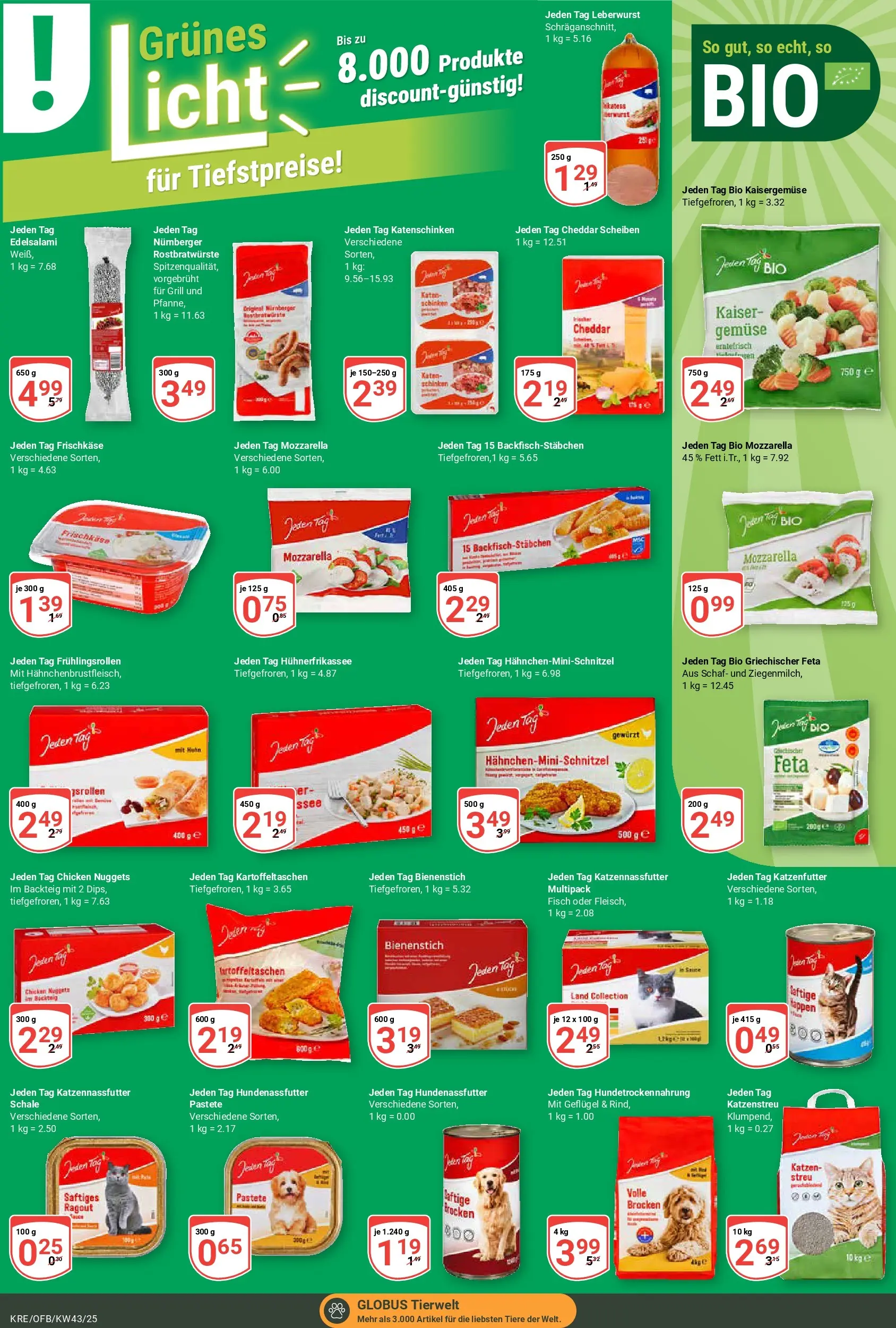 Globus prospekt Krefeld	 (ab 19.10.2025) » Angebote online | Seite: 12 | Produkte: Katzenfutter, Feta, Mozzarella, Gemüse