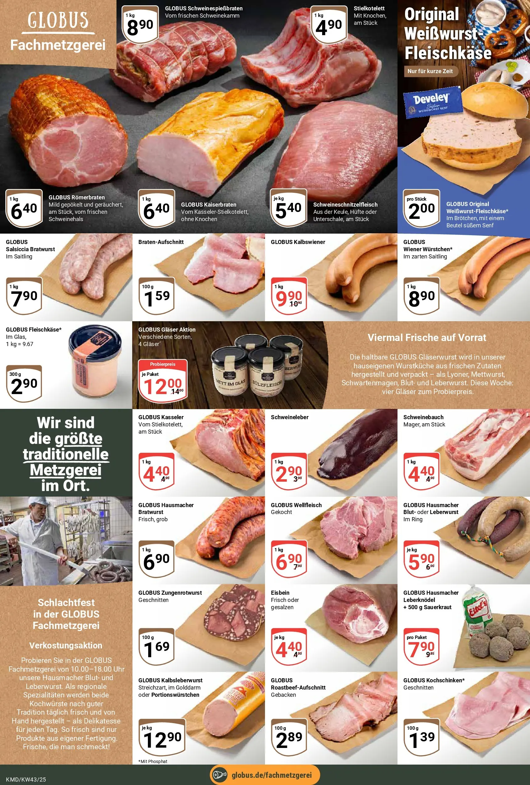 Globus prospekt Köln	 (ab 20.10.2025) » Angebote online | Seite: 9 | Produkte: Schweinebauch, Bratwurst, Weißwurst, Uhr