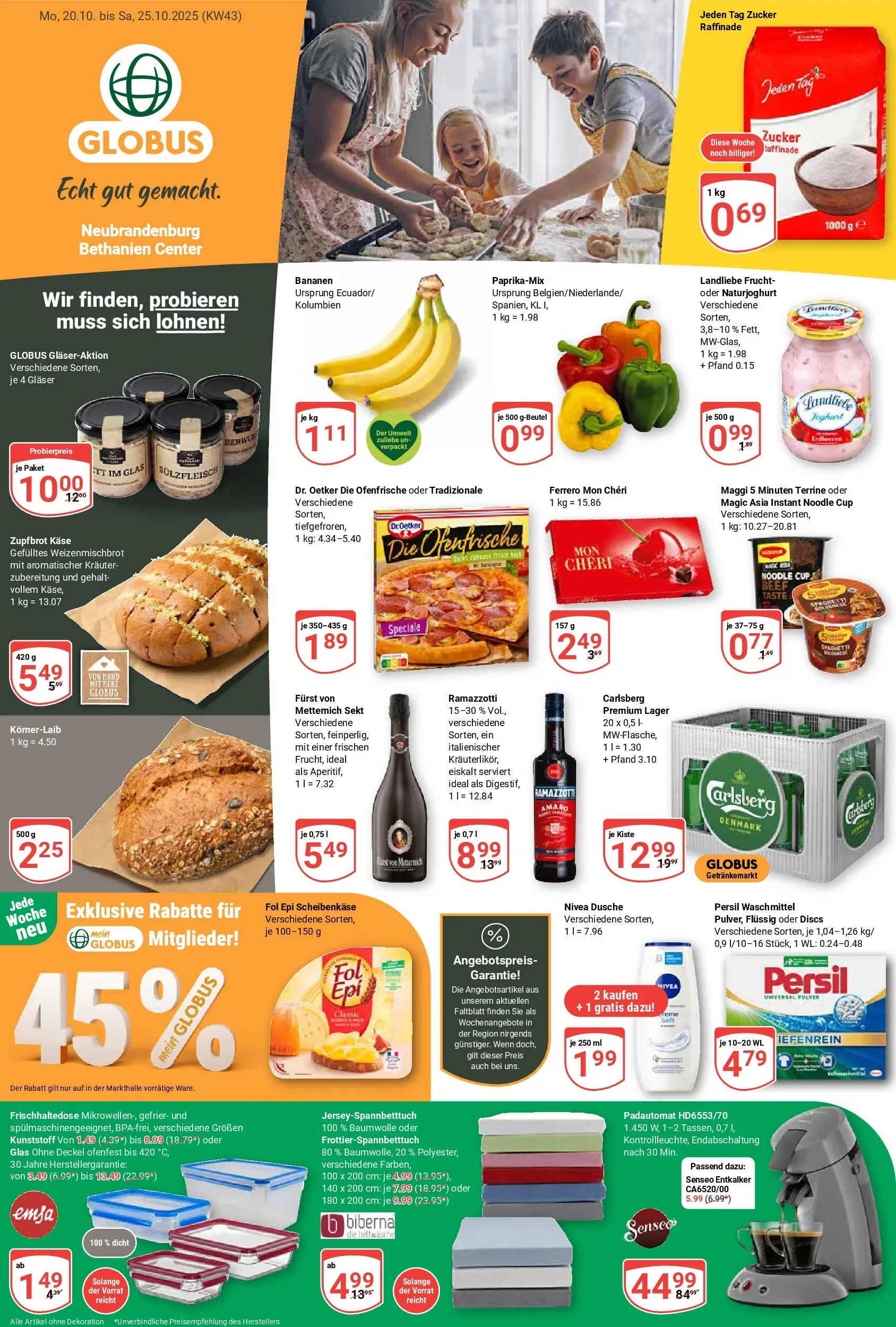 Globus prospekt Neubrandenburg	 (ab 19.10.2025) » Angebote online | Seite: 1 | Produkte: Käse, Bettwäsche, Bananen, Ramazzotti