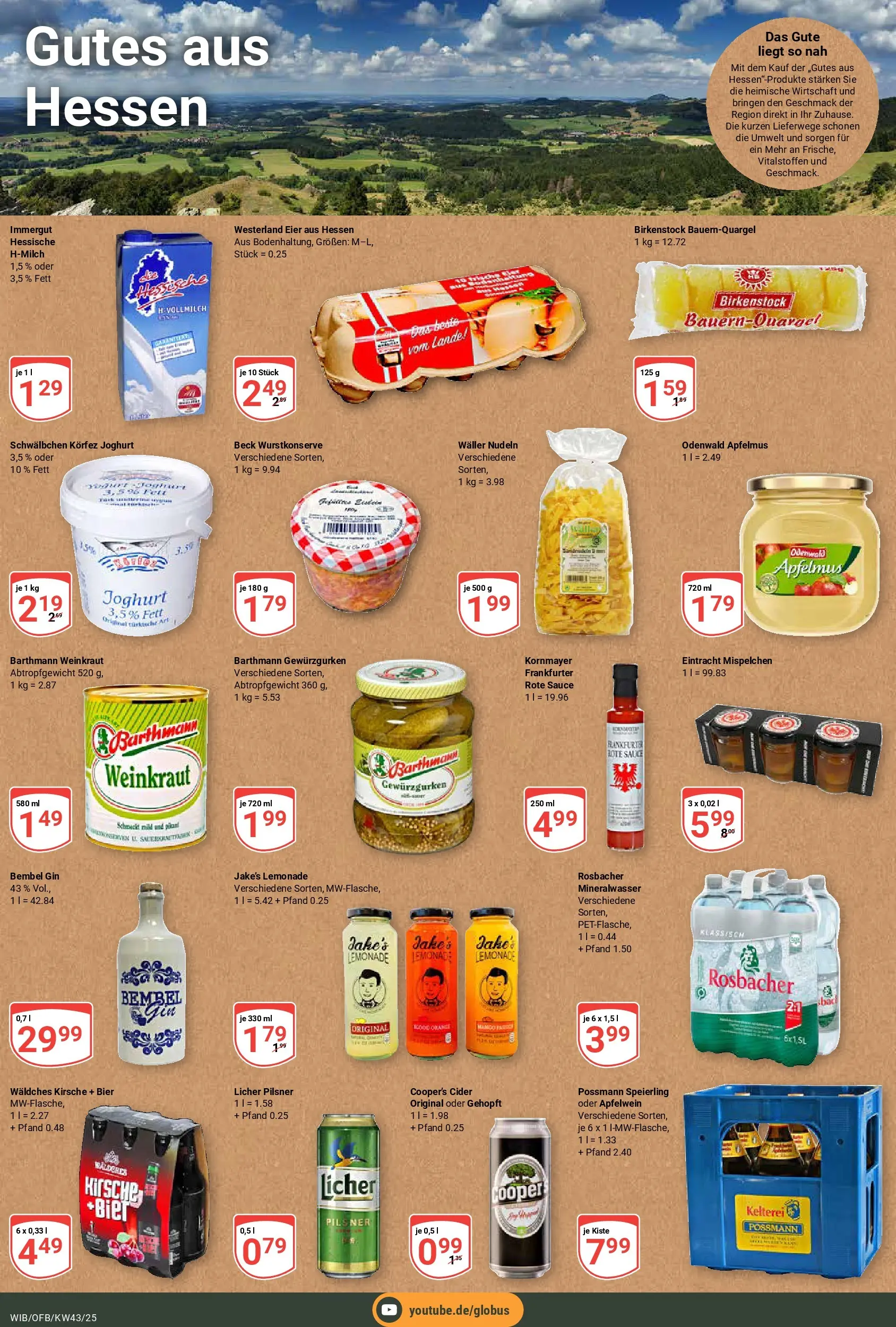 Globus prospekt Wiesbaden-Nordenstadt	 (ab 19.10.2025) » Angebote online | Seite: 19 | Produkte: Eier, Bier, Mineralwasser, Gin