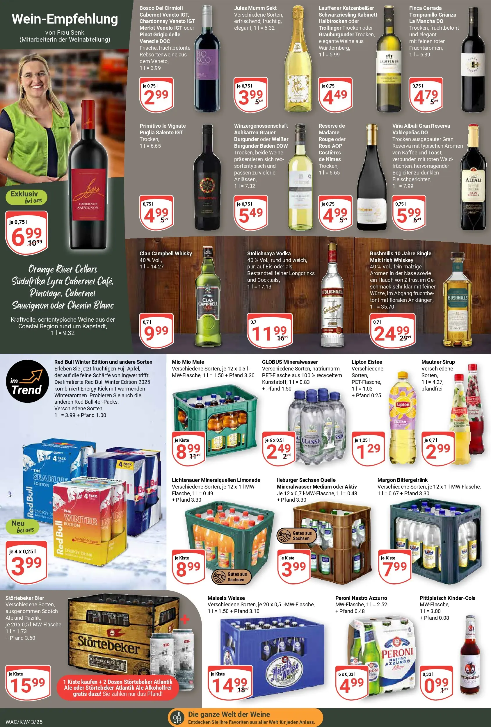 Globus prospekt Markkleeberg	 (ab 19.10.2025) » Angebote online | Seite: 17 | Produkte: Red bull, Rouge, Vodka, Whiskey
