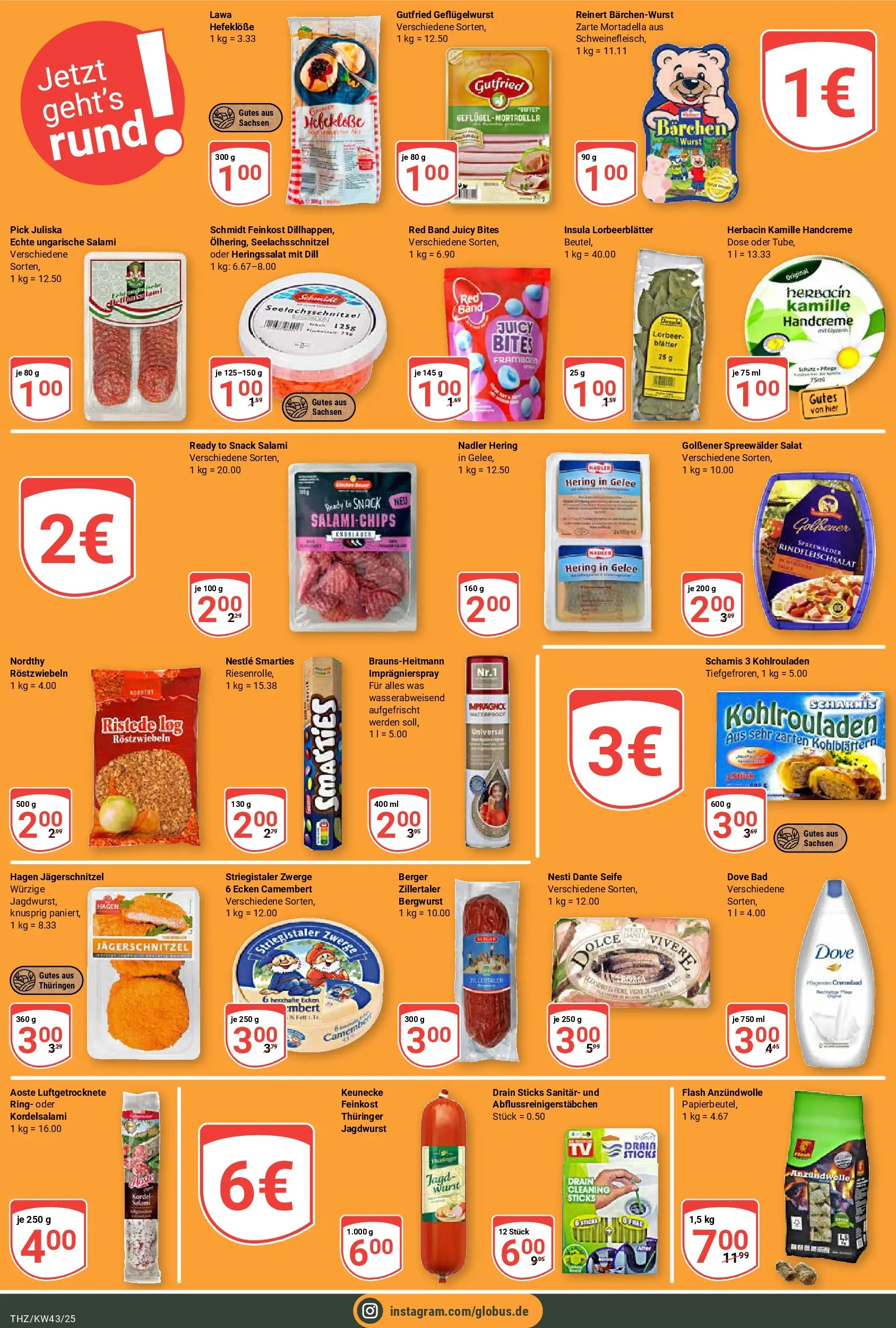 Globus prospekt Zeitz	 (ab 19.10.2025) » Angebote online | Seite: 17 | Produkte: Smarties, Handcreme, Seife, Dill