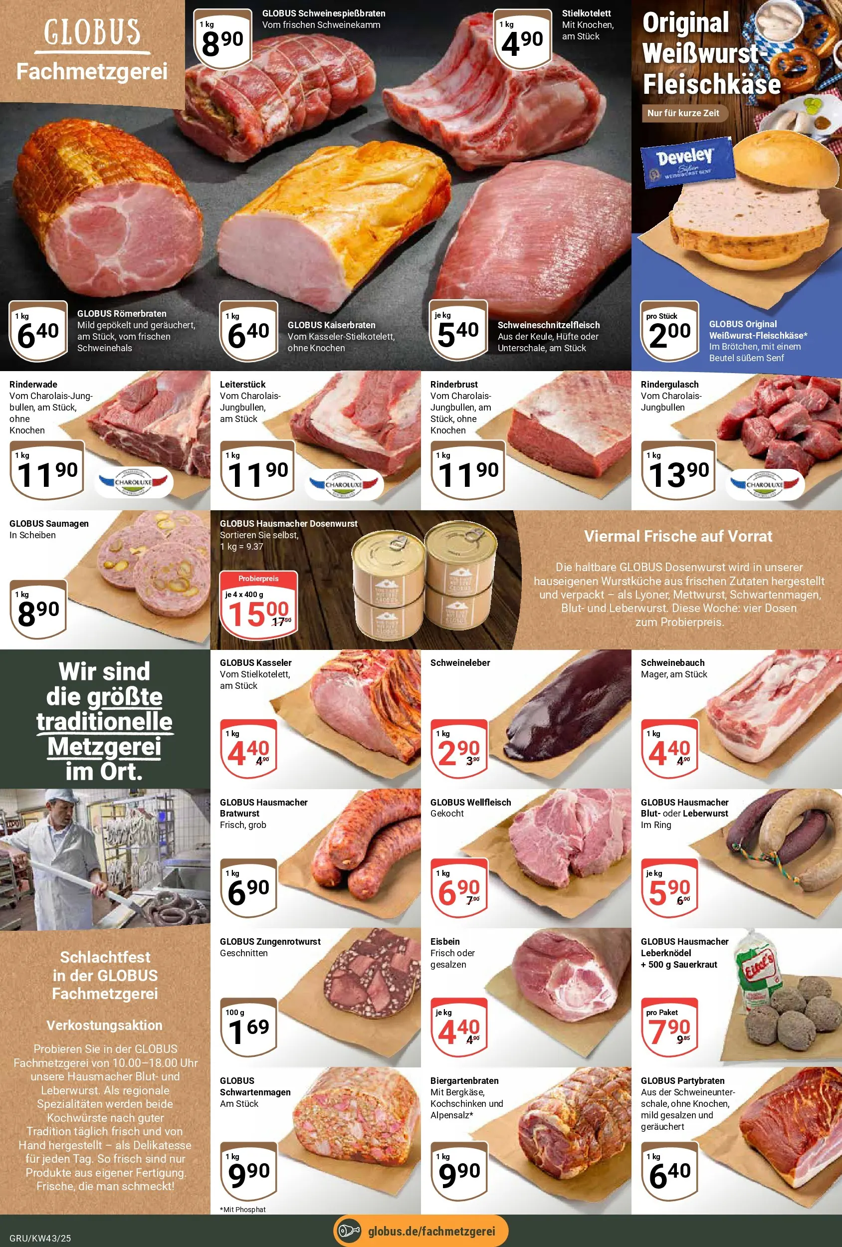 Globus prospekt Grünstadt	 (ab 19.10.2025) » Angebote online | Seite: 10 | Produkte: Rindergulasch, Schweinebauch, Bratwurst, Uhr