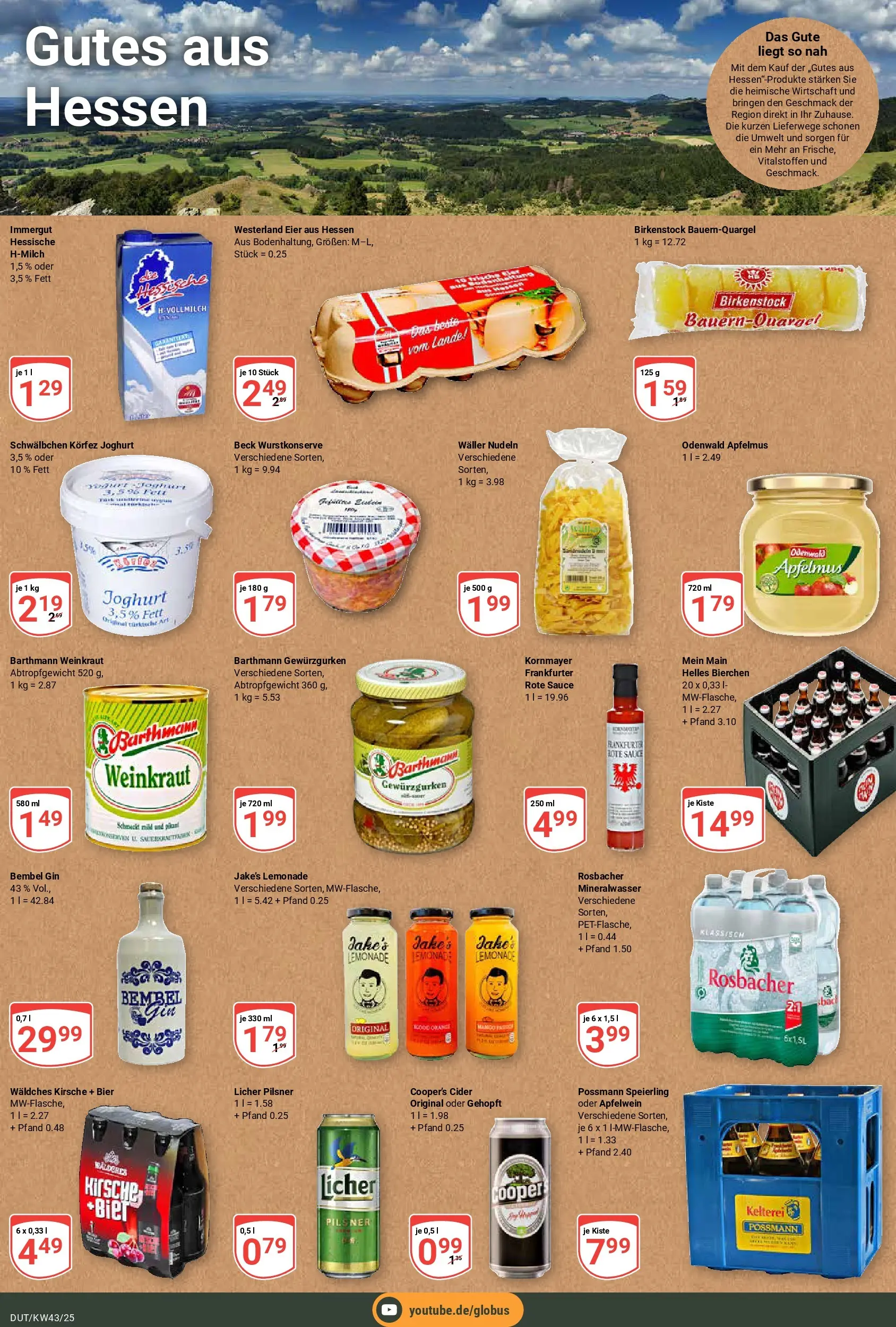 Globus prospekt Wetzlar-Dutenhofen	 (ab 19.10.2025) » Angebote online | Seite: 22 | Produkte: Eier, Bier, Mineralwasser, Nudeln