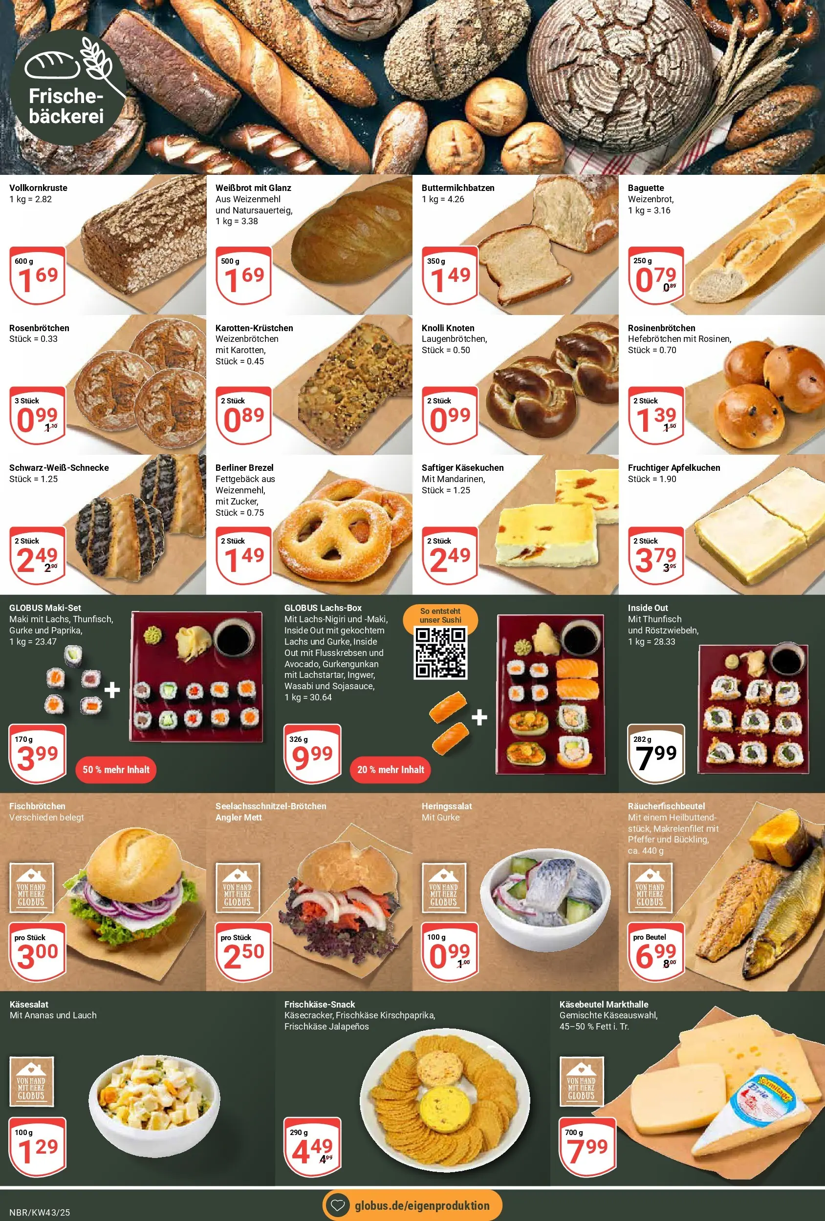 Globus prospekt Neubrandenburg	 (ab 19.10.2025) » Angebote online | Seite: 9 | Produkte: Berliner, Thunfisch, Lachs, Frischkase