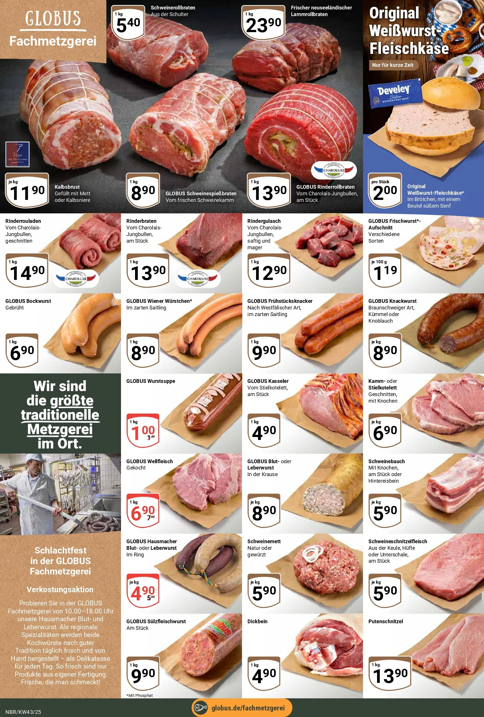 Globus prospekt Neubrandenburg	 (ab 19.10.2025) » Angebote online | Seite: 10 | Produkte: Rinderrouladen, Weißwurst, Putenschnitzel, Knoblauch