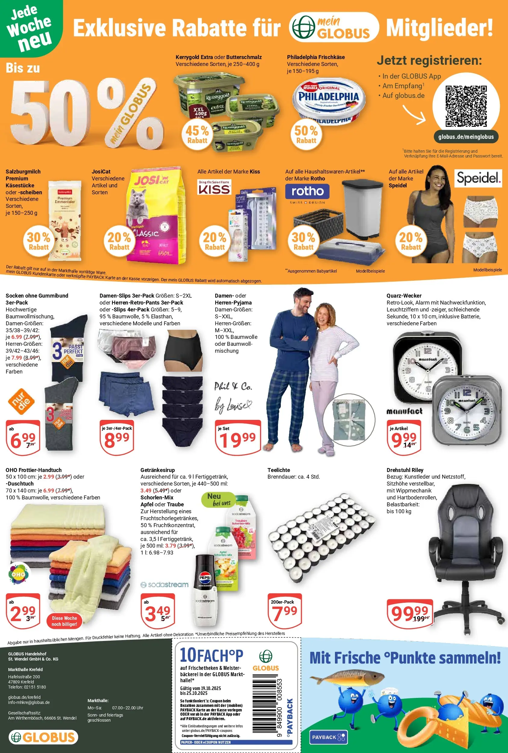 Globus prospekt Krefeld	 (ab 19.10.2025) » Angebote online | Seite: 28 | Produkte: Butterschmalz, Socken, Uhr, Frischkase