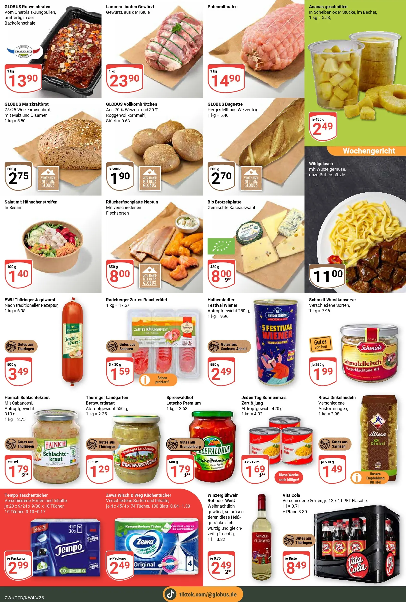 Globus prospekt Zwickau	 (ab 19.10.2025) » Angebote online | Seite: 3 | Produkte: Baguette, Wurst, Vita cola, Salat