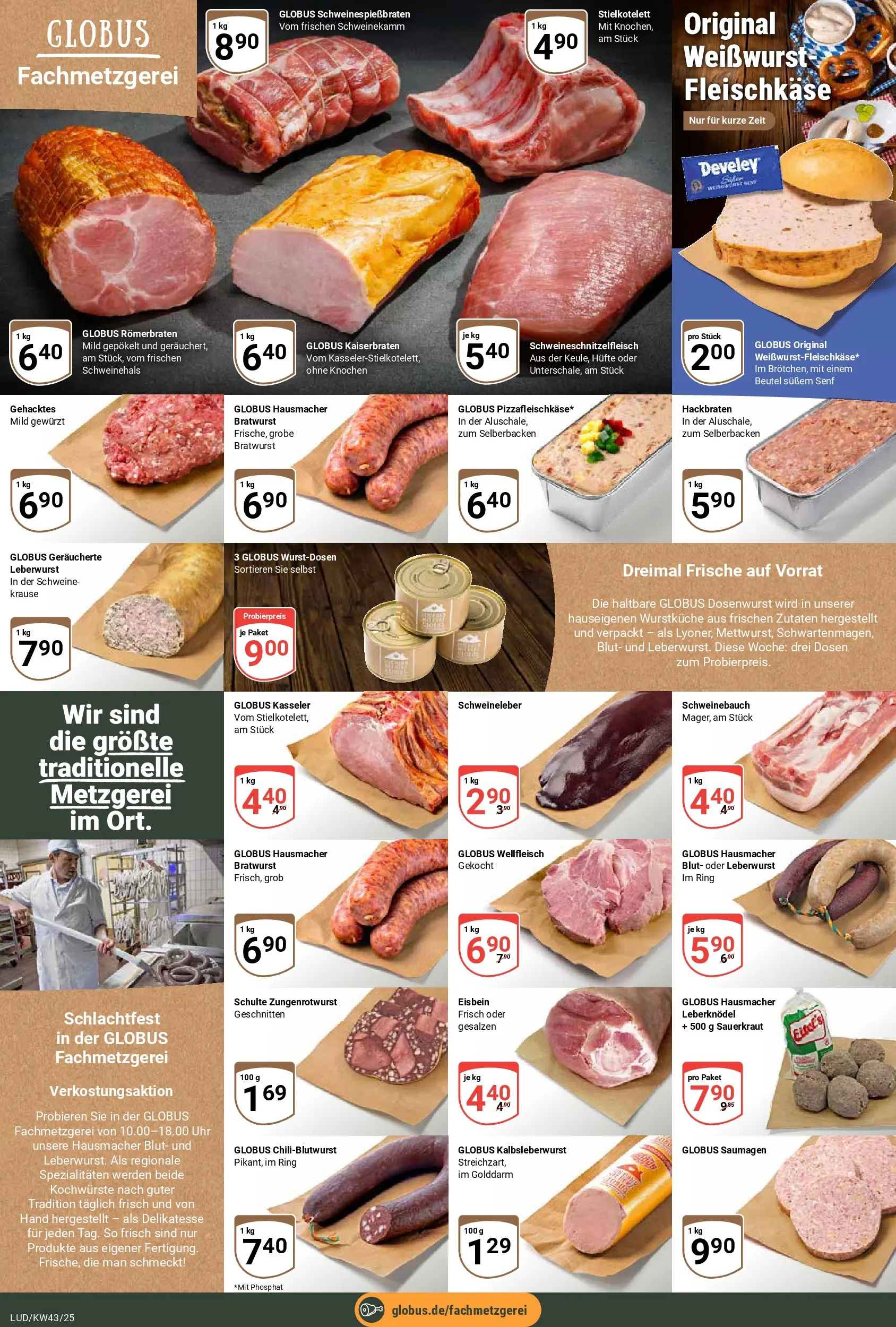 Globus prospekt Ludwigshafen-Oggersheim	 (ab 19.10.2025) » Angebote online | Seite: 10 | Produkte: Schweinebauch, Bratwurst, Weißwurst, Uhr