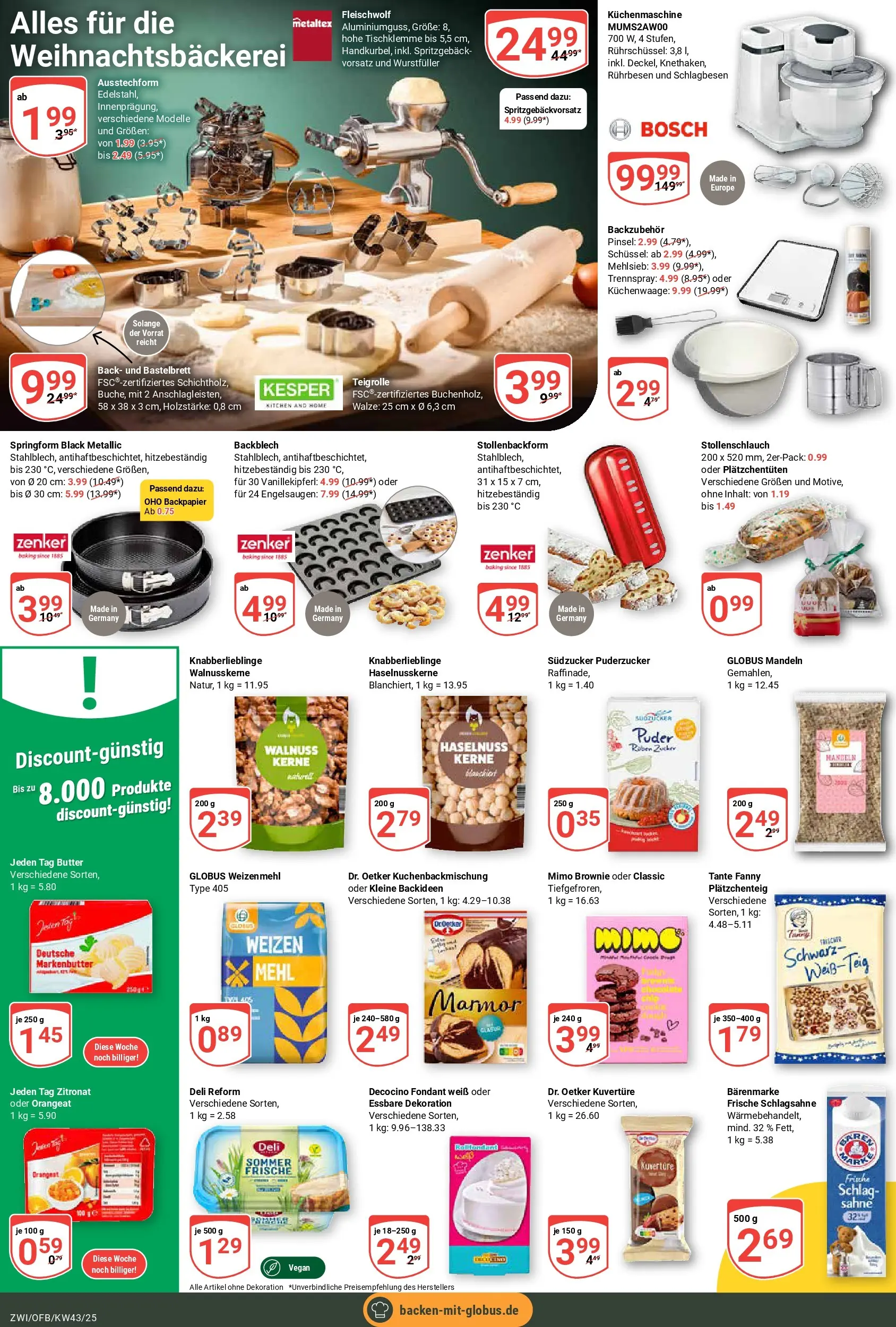 Globus prospekt Zwickau	 (ab 19.10.2025) » Angebote online | Seite: 8 | Produkte: Bosch, Butter, Weizenmehl, Sahne