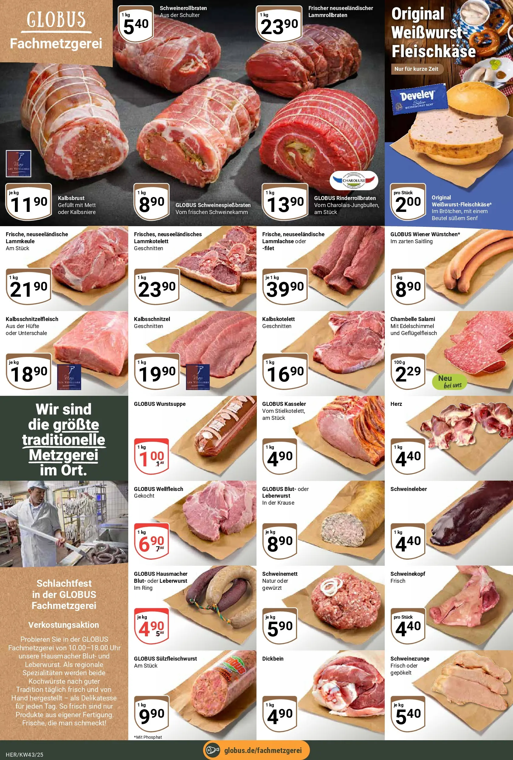 Globus prospekt Hermsdorf	 (ab 19.10.2025) » Angebote online | Seite: 9 | Produkte: Lammkeule, Weißwurst, Salami, Uhr