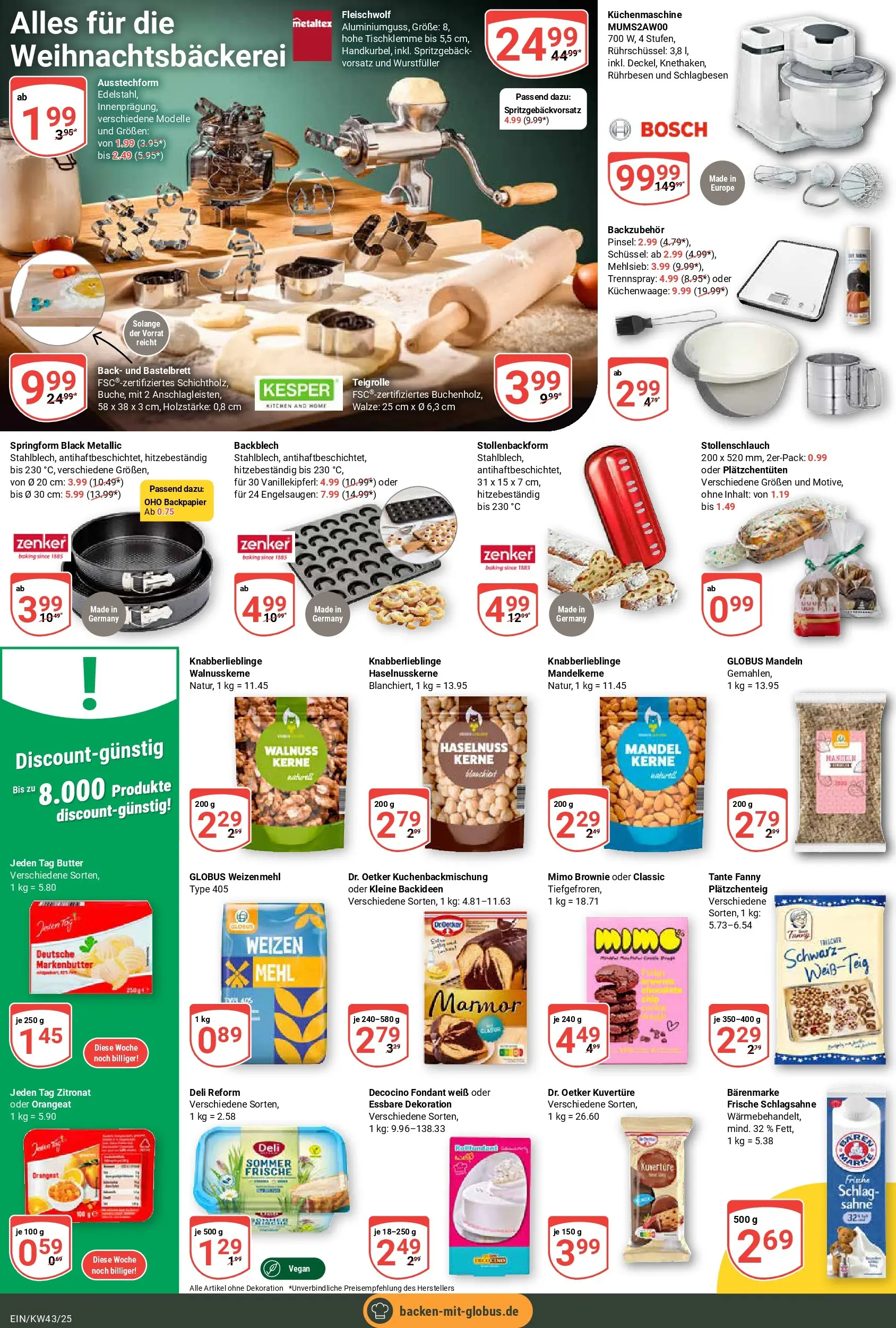 Globus prospekt Homburg-Einöd	 (ab 19.10.2025) » Angebote online | Seite: 7 | Produkte: Bosch, Schlagsahne, Butter, Pinsel