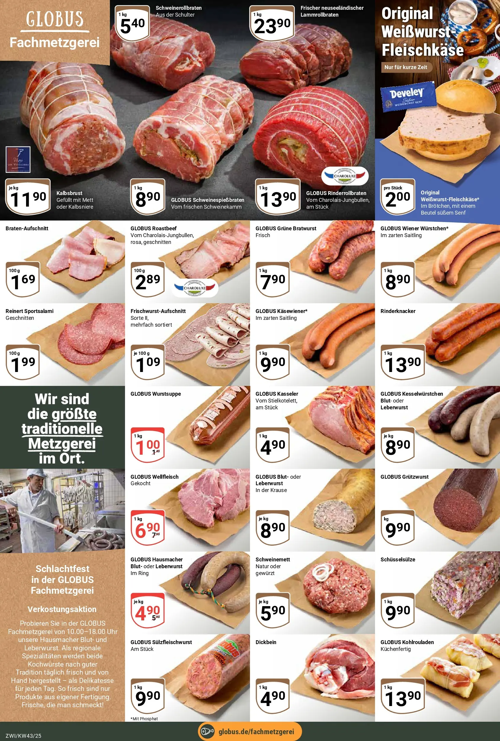 Globus prospekt Zwickau	 (ab 19.10.2025) » Angebote online | Seite: 12 | Produkte: Bratwurst, Weißwurst, Roastbeef, Uhr