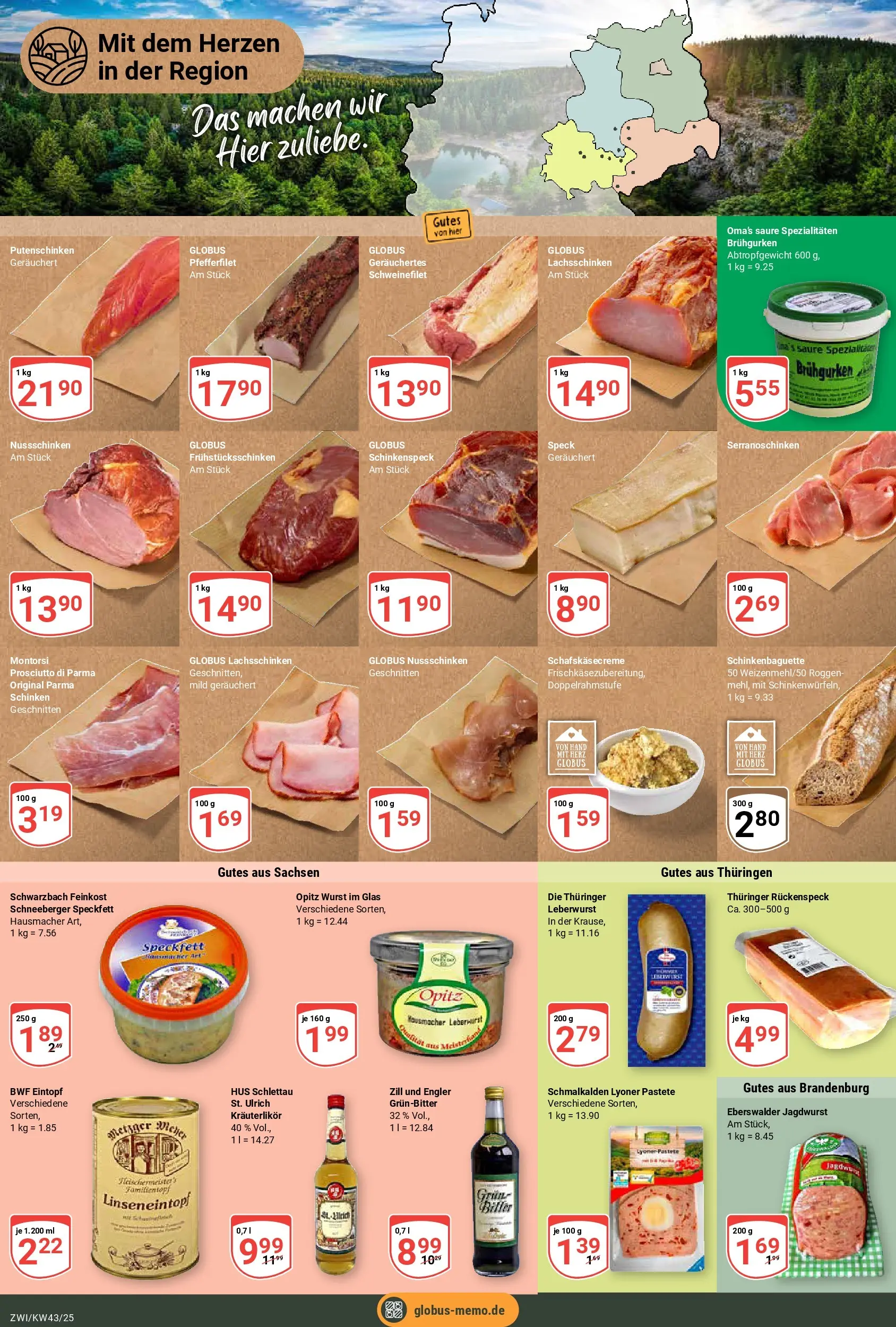 Globus prospekt Zwickau	 (ab 19.10.2025) » Angebote online | Seite: 13 | Produkte: Schweinefilet, Wurst, Schinken