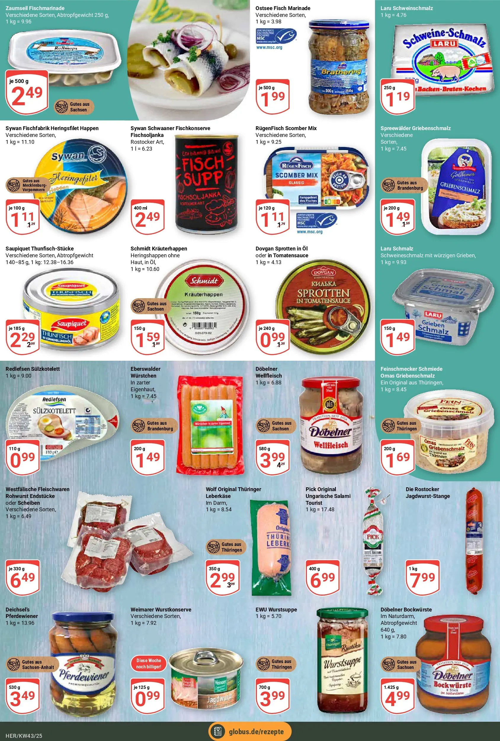 Globus prospekt Hermsdorf	 (ab 19.10.2025) » Angebote online | Seite: 12 | Produkte: Thunfisch, Fisch, Salami, Leberkase
