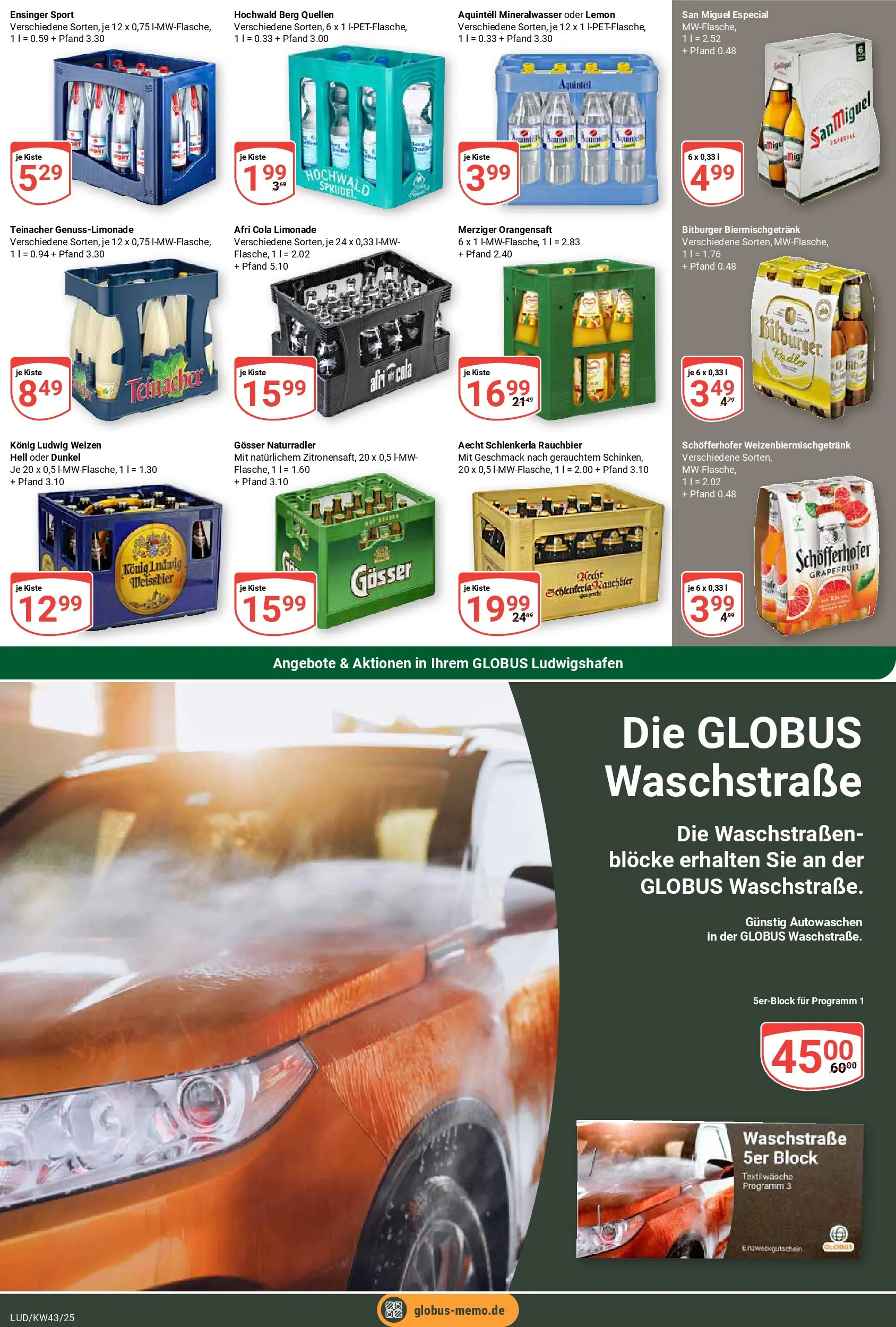Globus prospekt Ludwigshafen-Oggersheim	 (ab 19.10.2025) » Angebote online | Seite: 19 | Produkte: Bitburger, Weißbier, Limonade, Radler