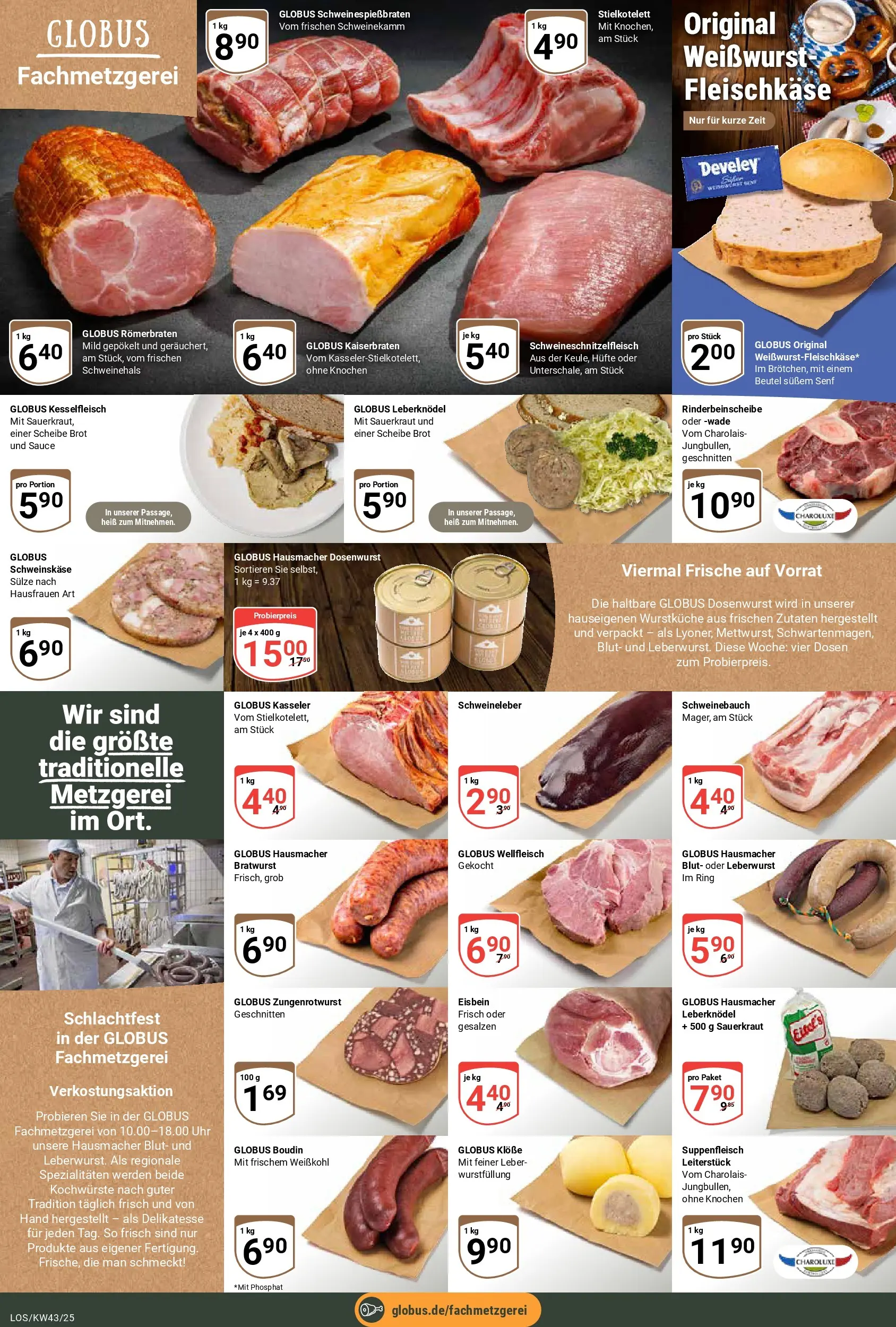 Globus prospekt Losheim Am See	 (ab 19.10.2025) » Angebote online | Seite: 10 | Produkte: Bratwurst, Weißwurst, Suppenfleisch, Brot