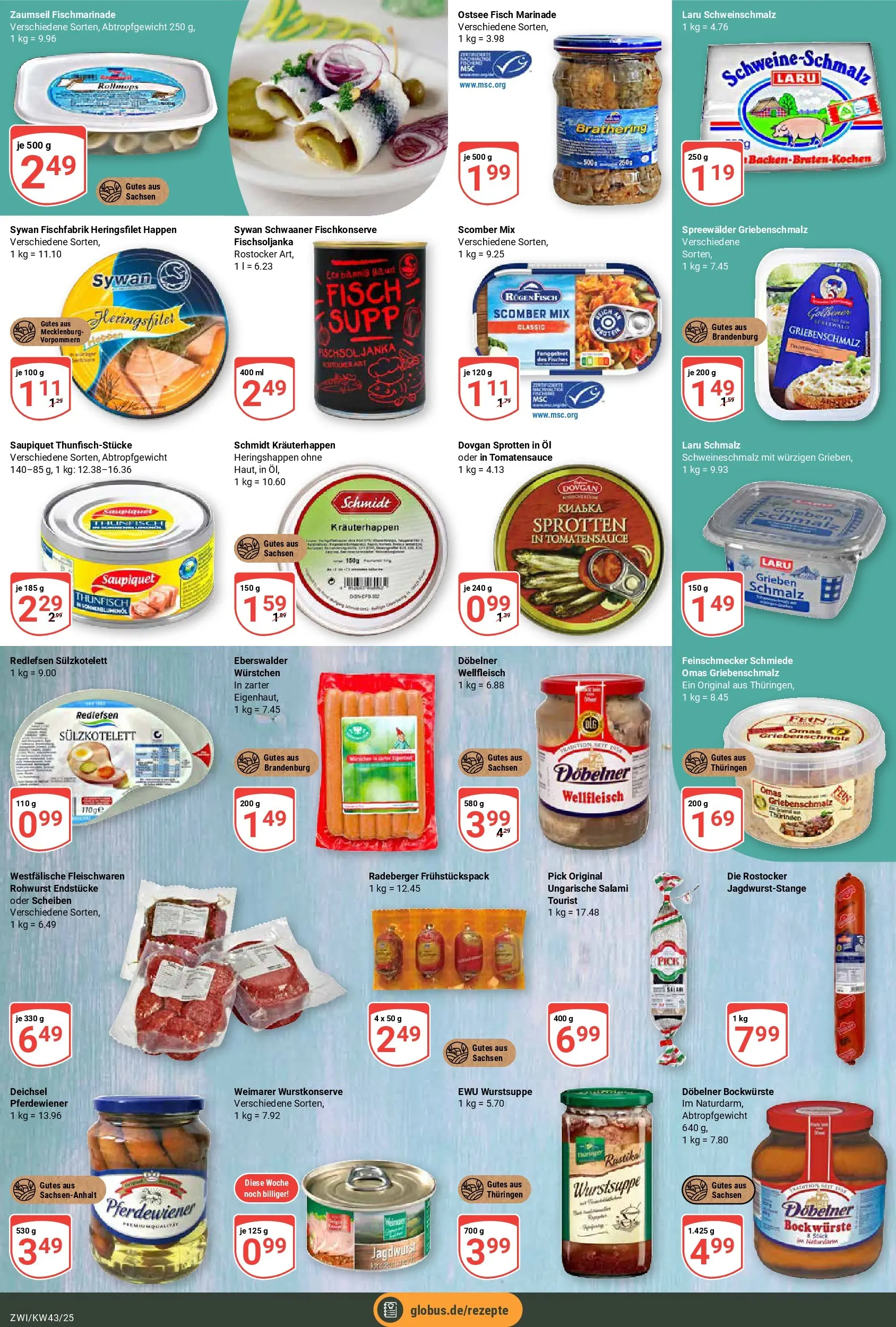 Globus prospekt Zwickau	 (ab 19.10.2025) » Angebote online | Seite: 16 | Produkte: Öl, Thunfisch, Fisch, Salami