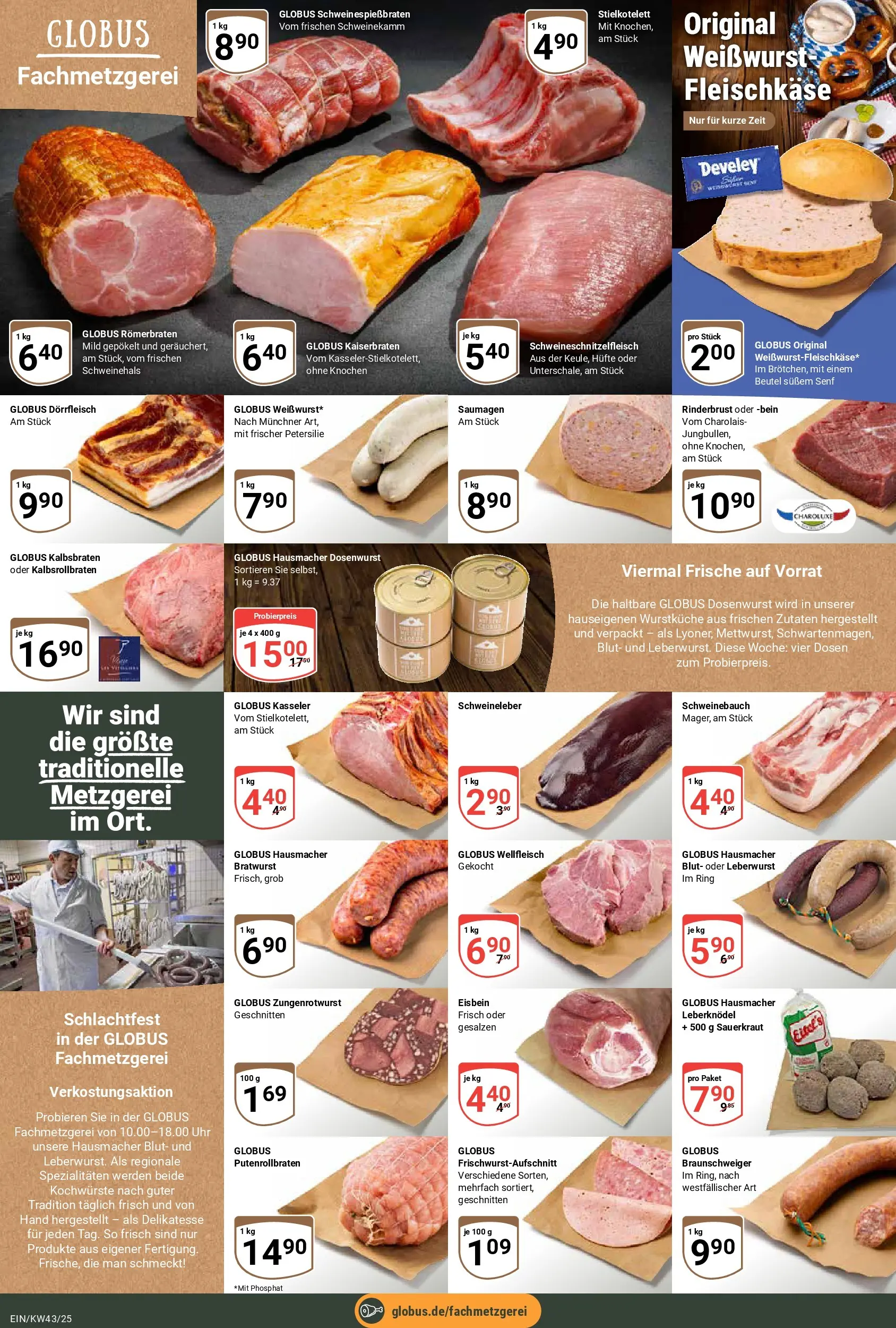 Globus prospekt Homburg-Einöd	 (ab 19.10.2025) » Angebote online | Seite: 12 | Produkte: Schweinebauch, Bratwurst, Weißwurst, Petersilie