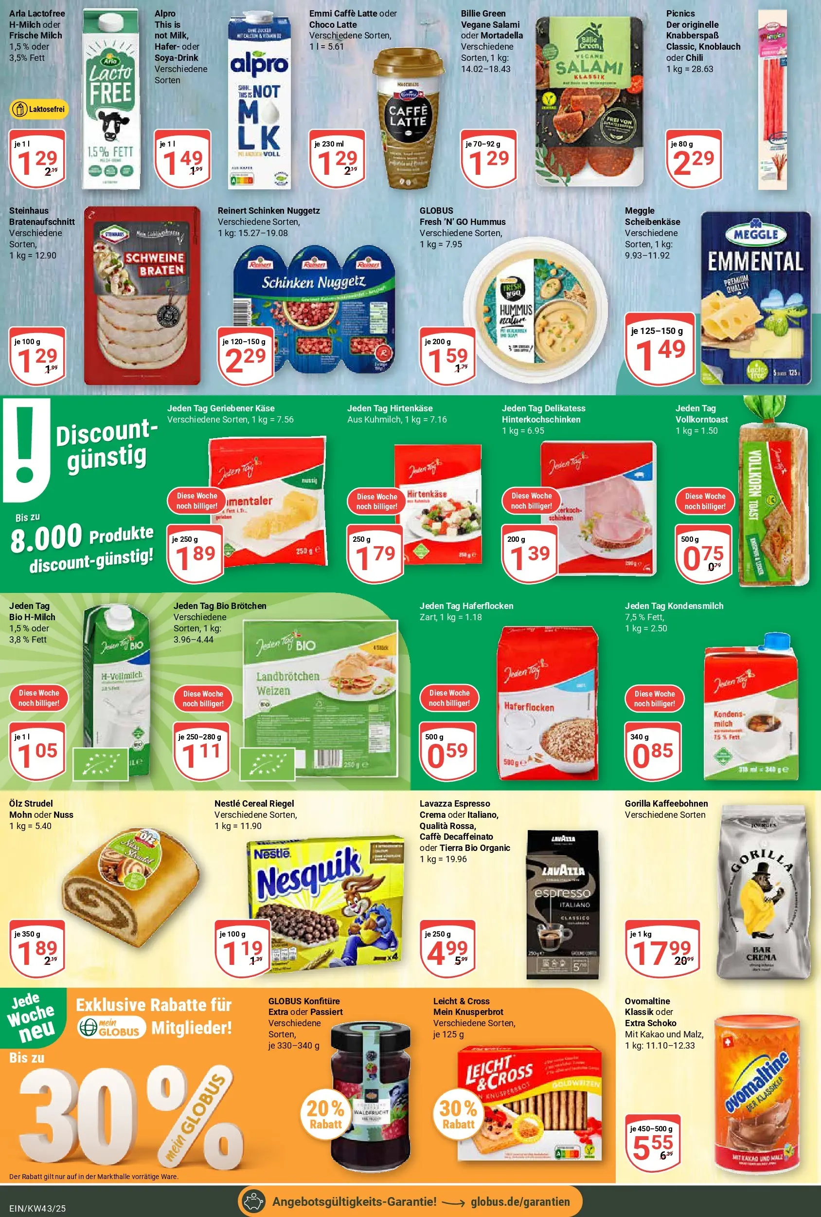 Globus prospekt Homburg-Einöd	 (ab 19.10.2025) » Angebote online | Seite: 15 | Produkte: Lavazza, Milch, Alpro, Knoblauch