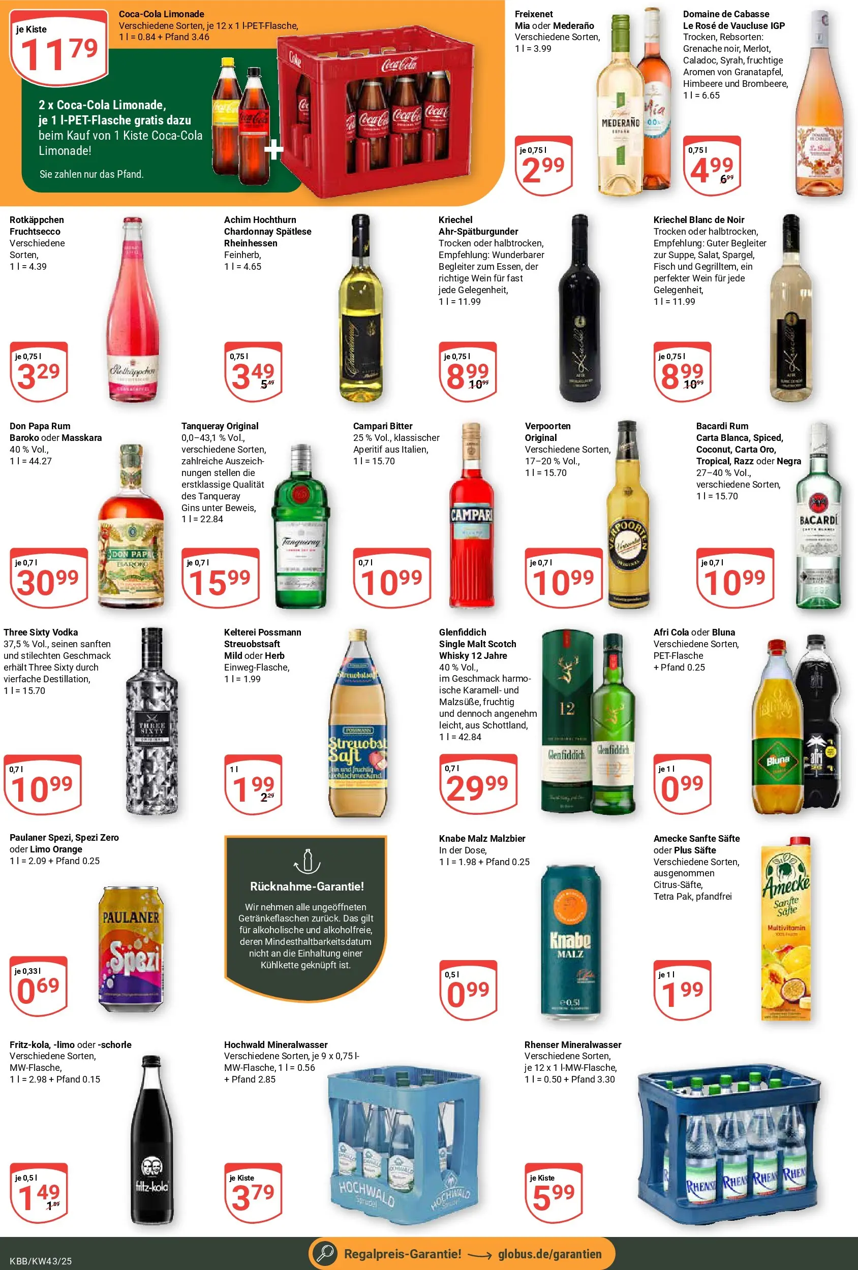 Globus prospekt Koblenz-Bubenheim	 (ab 19.10.2025) » Angebote online | Seite: 3 | Produkte: Bacardi, Cola, Limonade, Paulaner