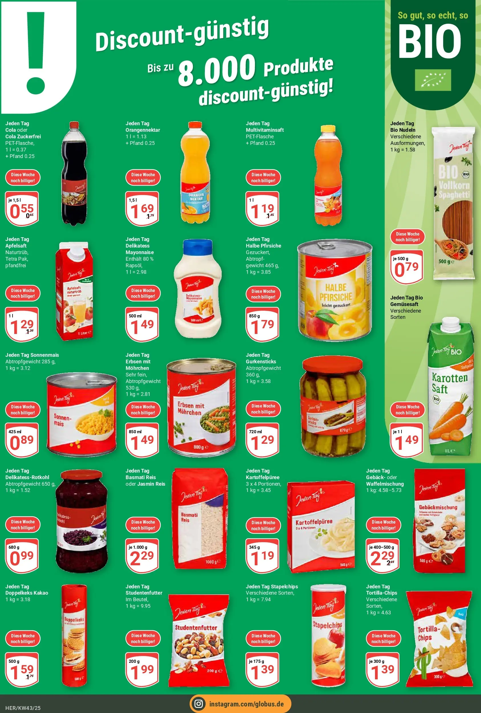 Globus prospekt Hermsdorf	 (ab 19.10.2025) » Angebote online | Seite: 22 | Produkte: Gewicht, Apfelsaft, Nudeln, Chips