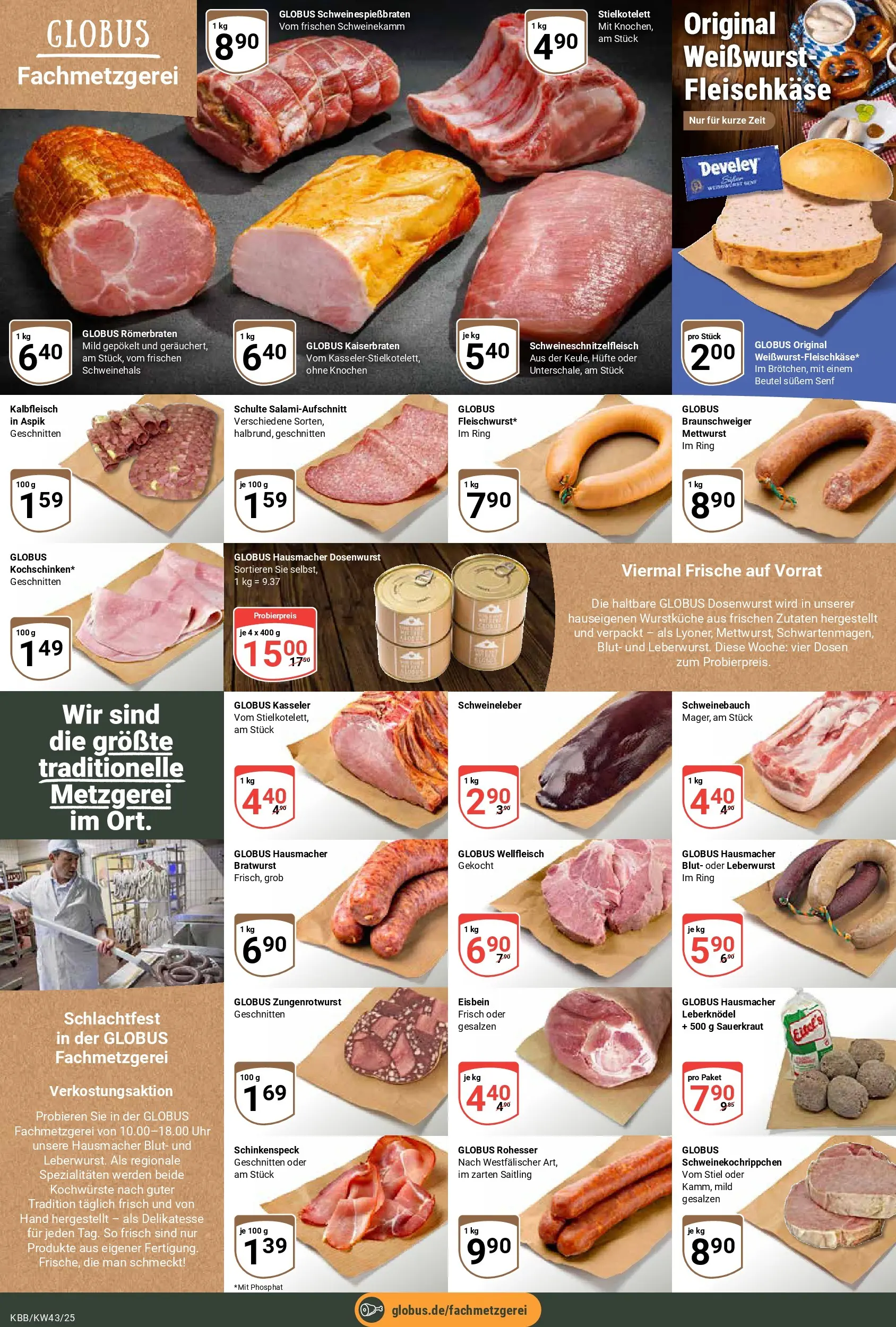 Globus prospekt Koblenz-Bubenheim	 (ab 19.10.2025) » Angebote online | Seite: 10 | Produkte: Schweinebauch, Bratwurst, Weißwurst, Uhr