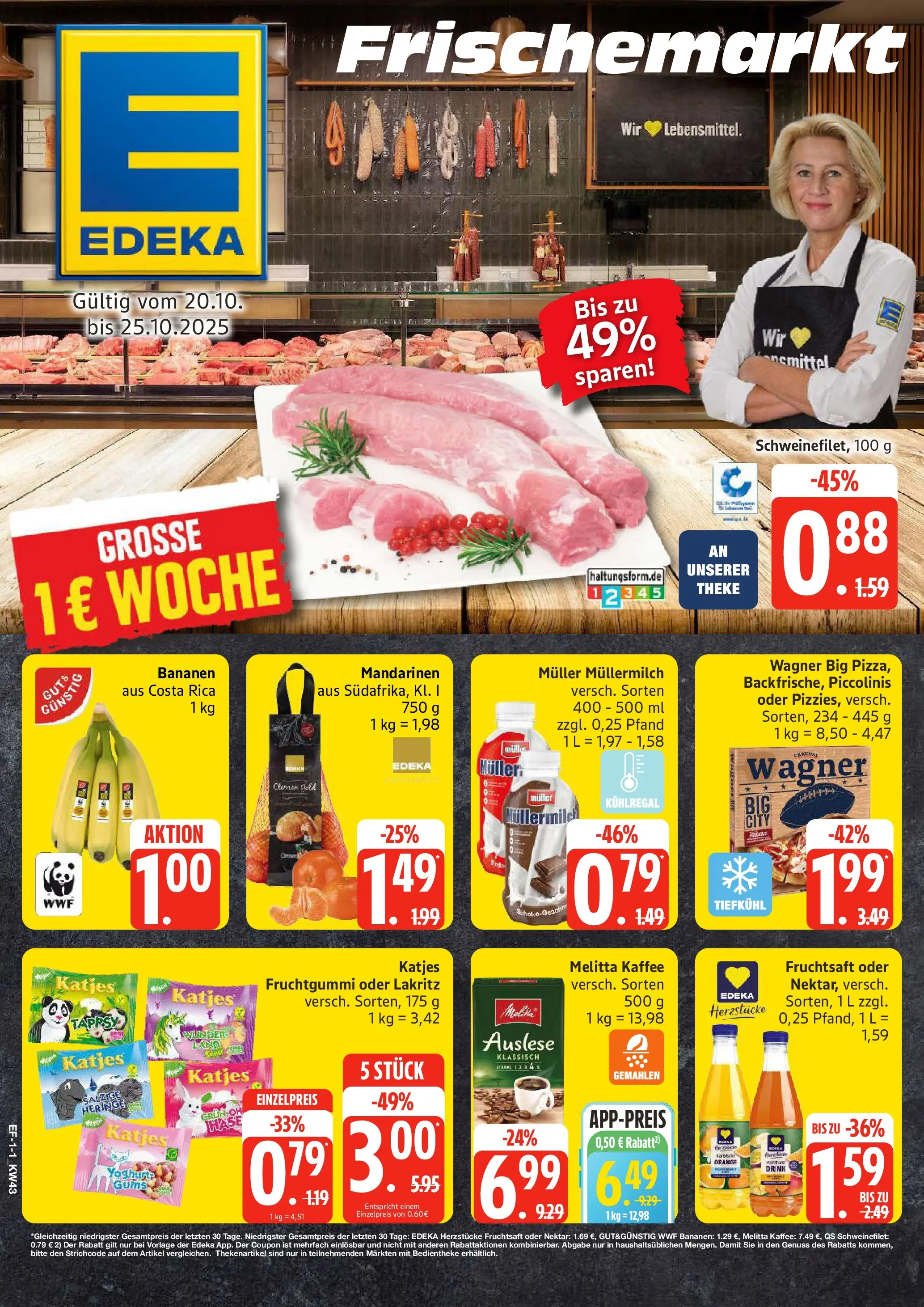 Edeka prospekt Schellhorn	 (ab 19.10.2025) » Angebote Online | Seite: 1 | Produkte: Theke, Katjes, Piccolinis, Müllermilch