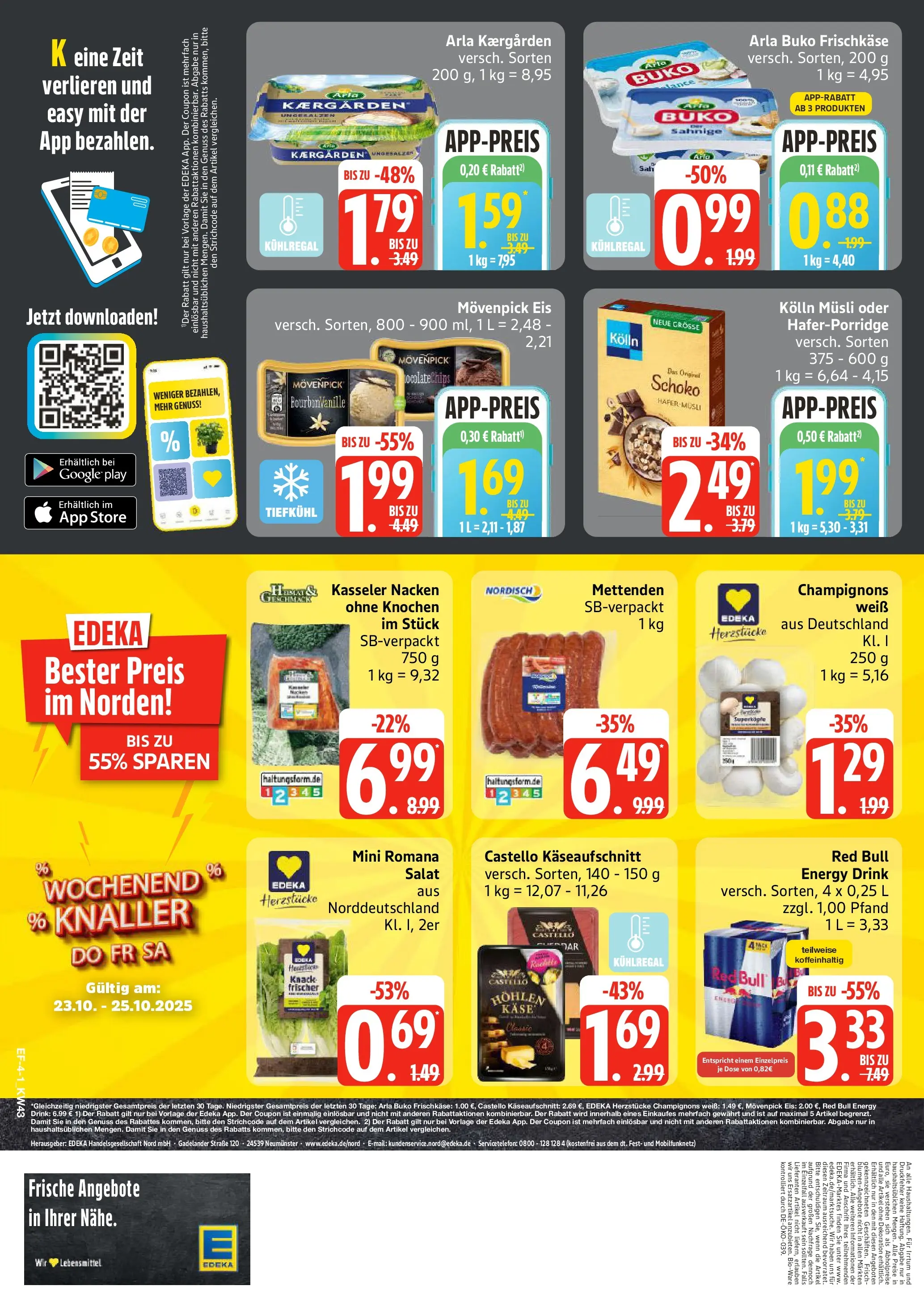 Edeka prospekt Schellhorn	 (ab 19.10.2025) » Angebote Online | Seite: 4 | Produkte: Musli, Red bull, Champignons, Salat