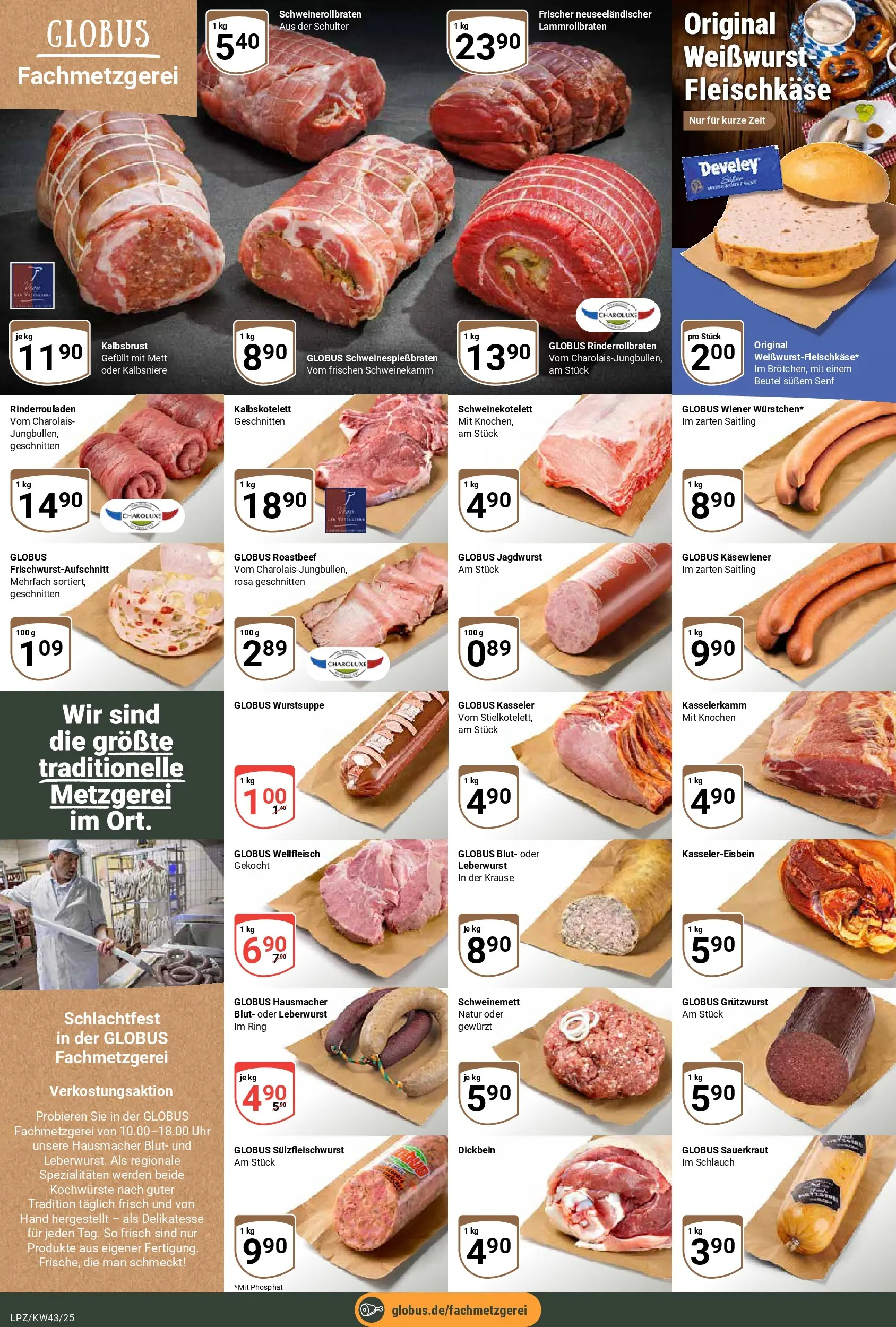 Globus prospekt Leipzig	 (ab 19.10.2025) » Angebote online | Seite: 9 | Produkte: Rinderrouladen, Weißwurst, Roastbeef, Uhr