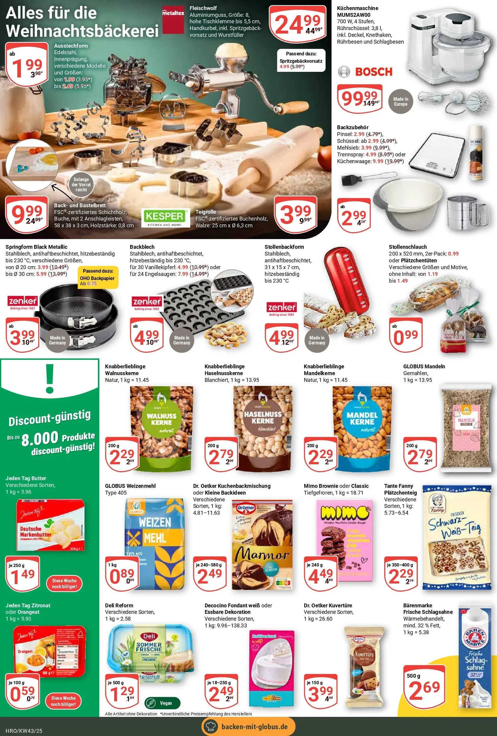 Globus prospekt Rostock	 (ab 19.10.2025) » Angebote online | Seite: 7 | Produkte: Bosch, Weizenmehl, Pinsel, Sahne