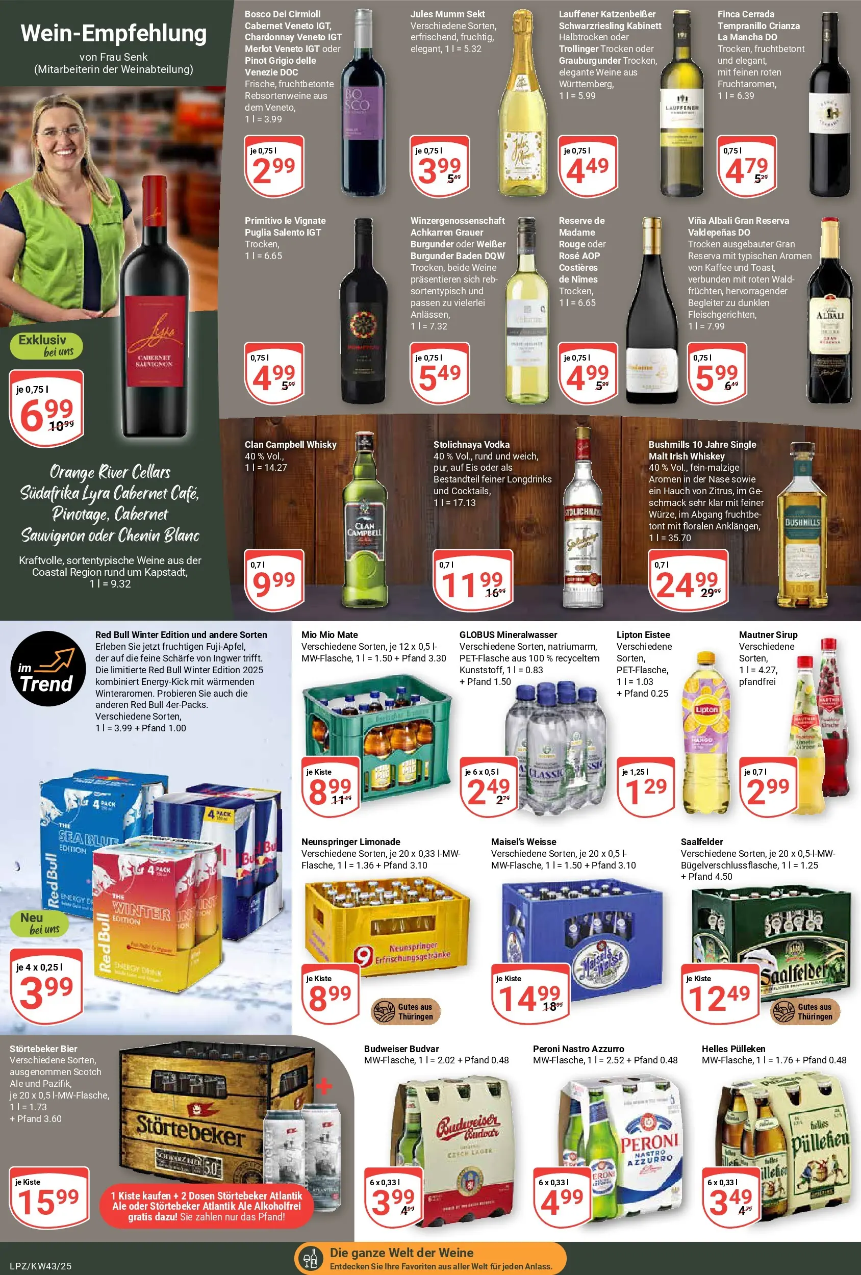 Globus prospekt Leipzig	 (ab 19.10.2025) » Angebote online | Seite: 17 | Produkte: Sekt, Merlot, Limonade, Budweiser