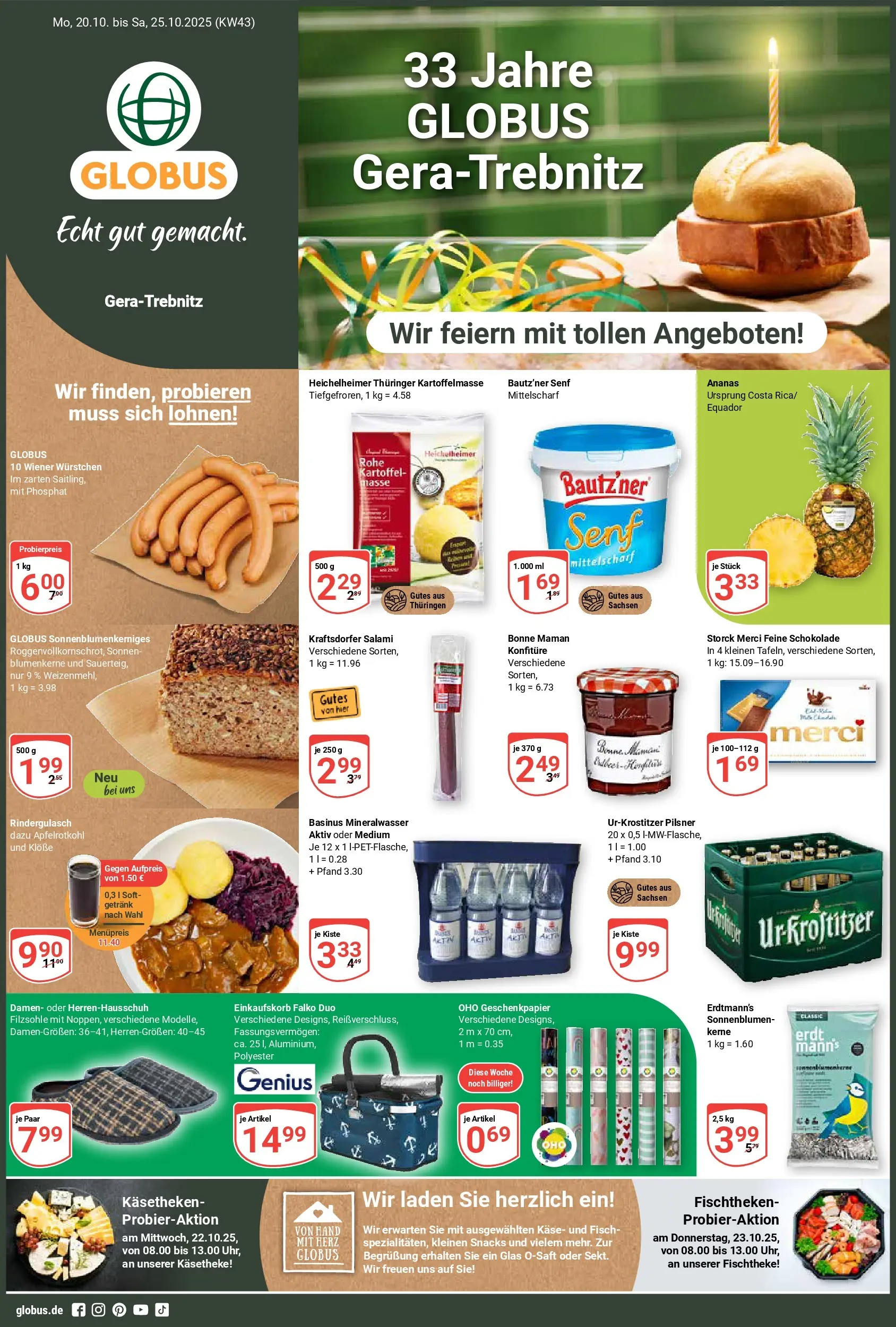 Globus prospekt Gera	 (ab 19.10.2025) » Angebote online | Seite: 1 | Produkte: Rindergulasch, Ananas, Fisch, Bonne maman