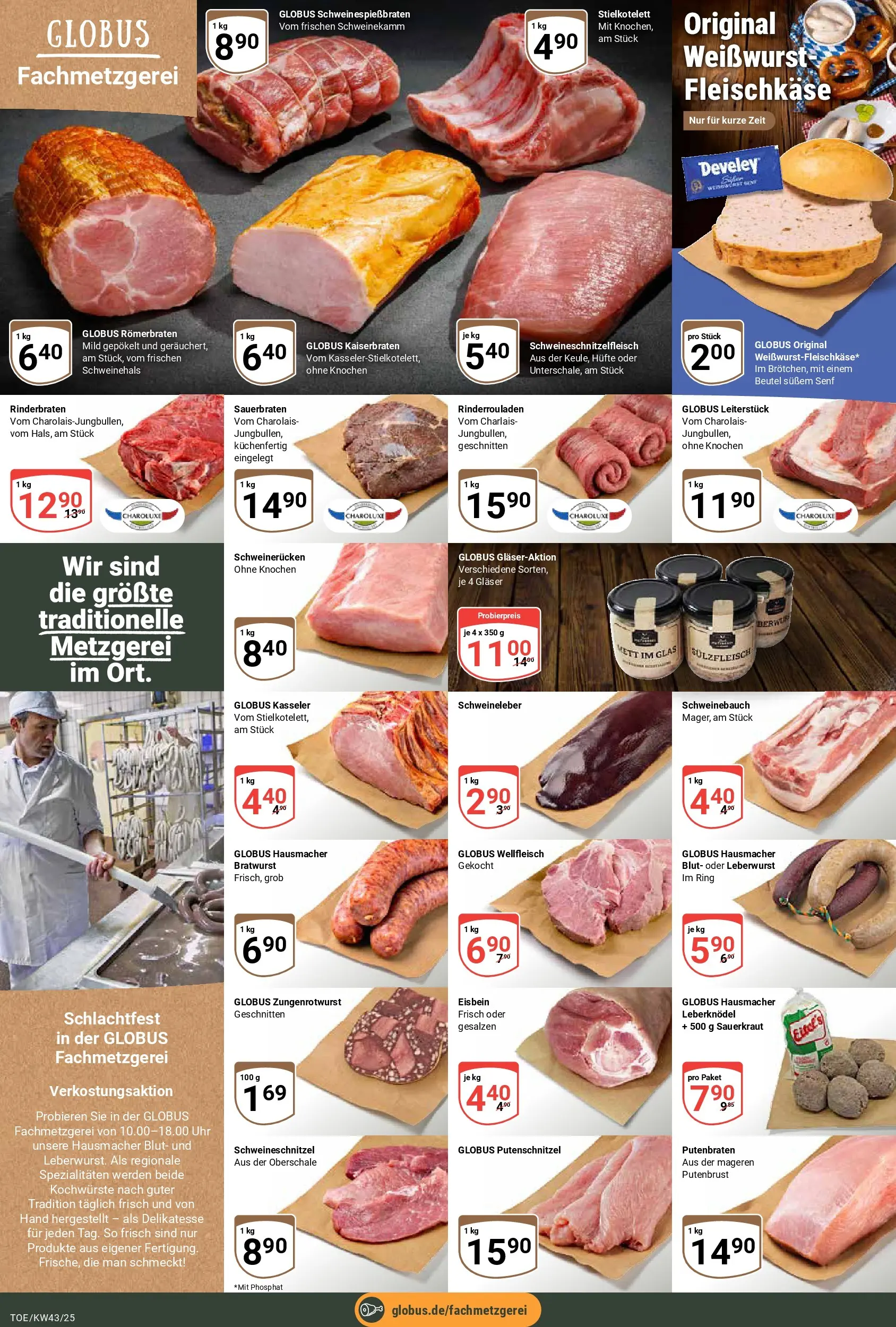 Globus prospekt Tönisvorst	 (ab 19.10.2025) » Angebote online | Seite: 9 | Produkte: Rinderbraten, Schweinebauch, Bratwurst, Uhr