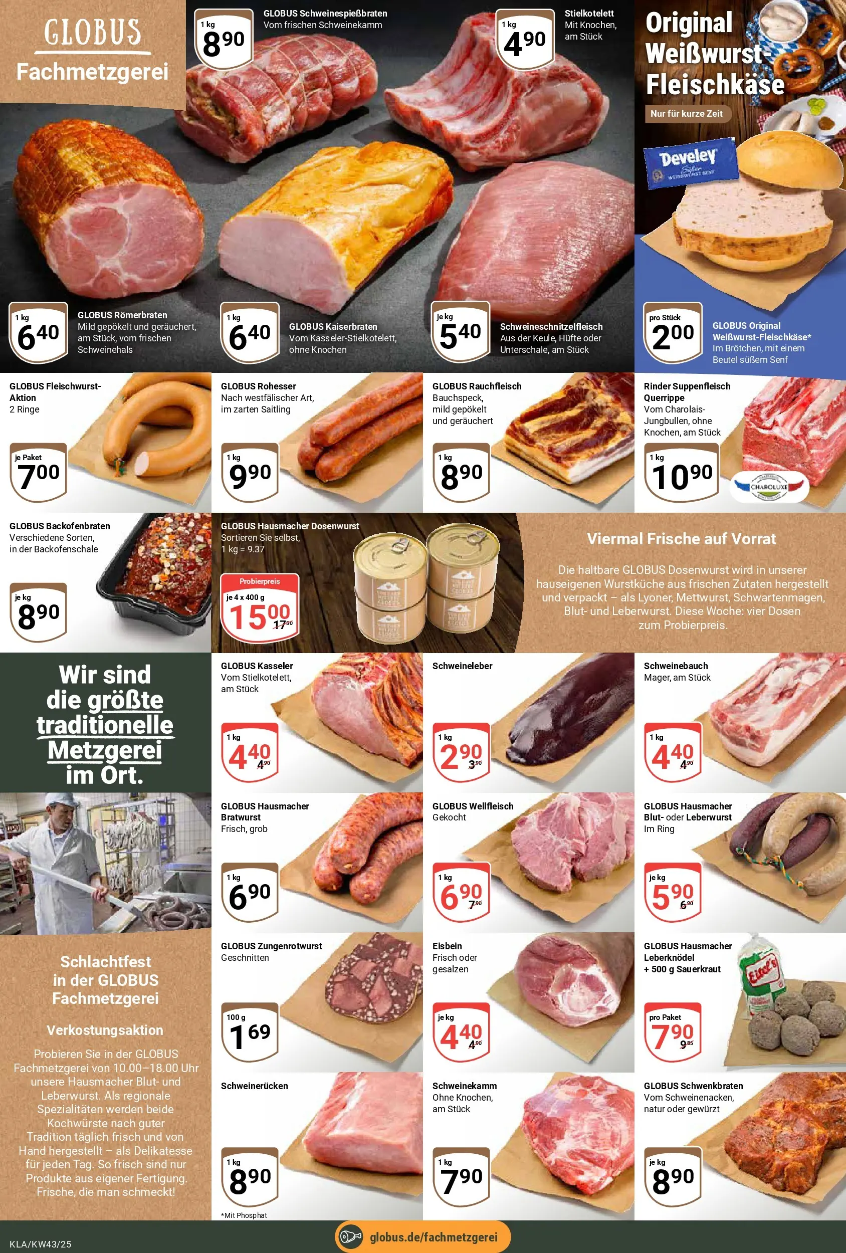 Globus prospekt Kaiserslautern	 (ab 19.10.2025) » Angebote online | Seite: 10 | Produkte: Weißwurst, Suppenfleisch, Schweinerucken, Uhr