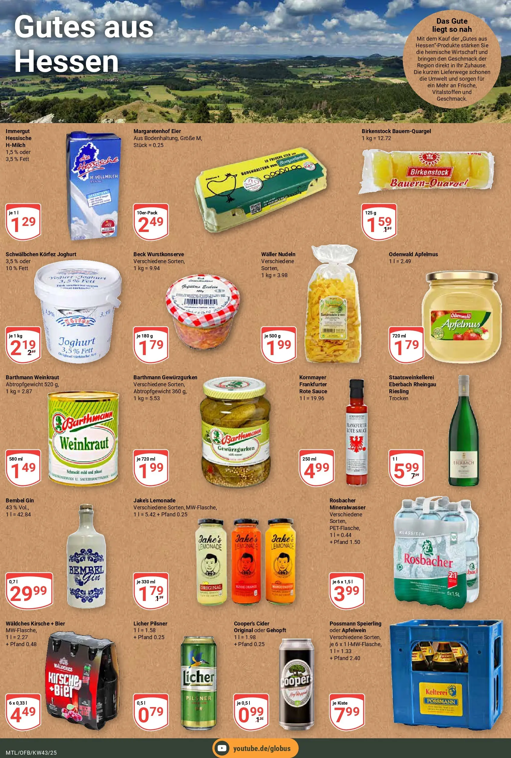 Globus prospekt Maintal-Dörnigheim	 (ab 19.10.2025) » Angebote online | Seite: 17 | Produkte: Eier, Bier, Nudeln, Gin
