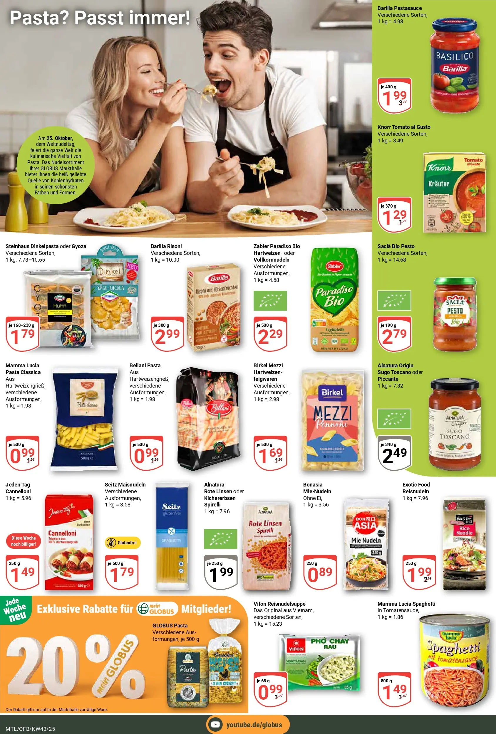 Globus prospekt Maintal-Dörnigheim	 (ab 19.10.2025) » Angebote online | Seite: 18 | Produkte: Barilla, Knorr, Pasta, Nudeln