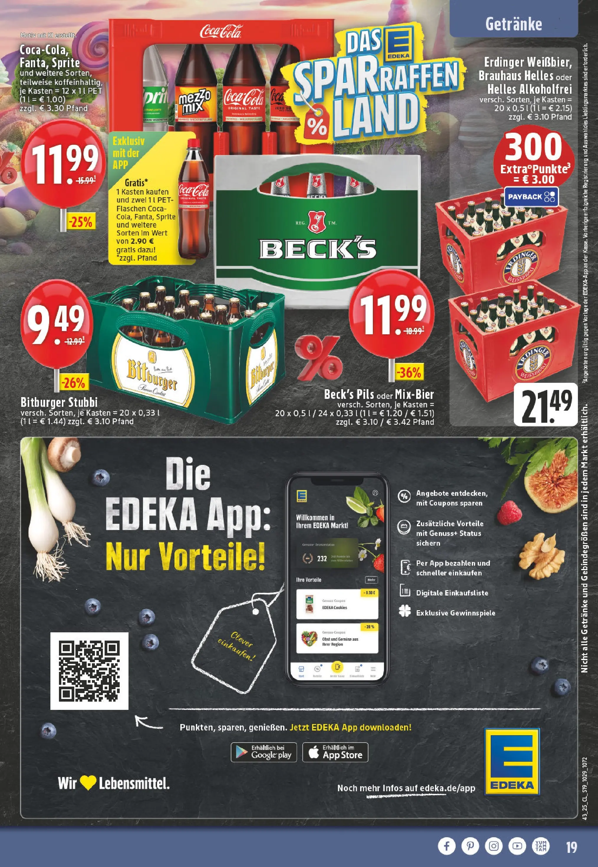 Edeka prospekt Kempen	 (ab 19.10.2025) » Angebote Online | Seite: 19 | Produkte: Bitburger, Cola, Pils, Obst
