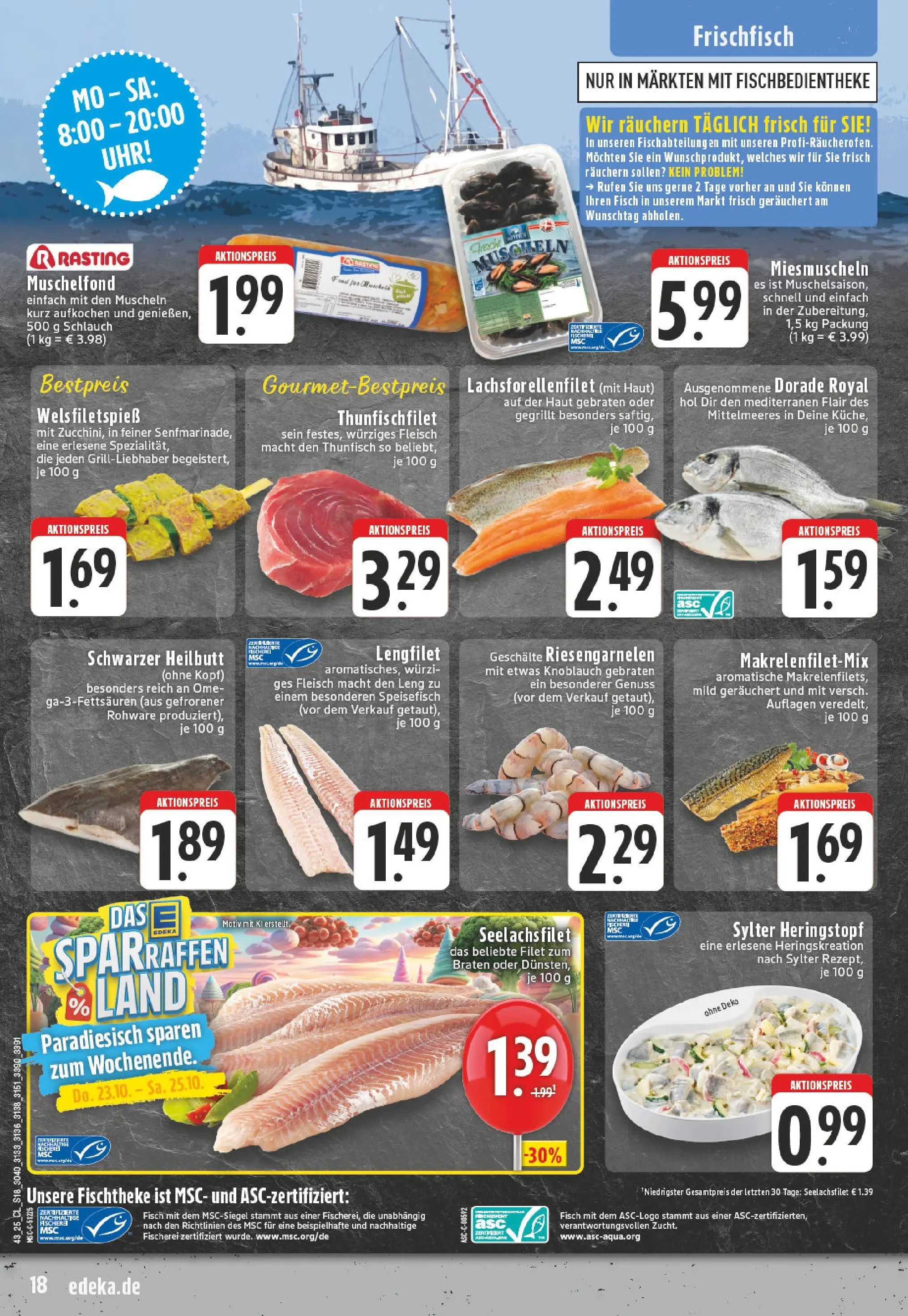 Edeka prospekt Wachtendonk	 (ab 19.10.2025) » Angebote Online | Seite: 18 | Produkte: Dorade, Thunfisch, Fleisch, Uhr