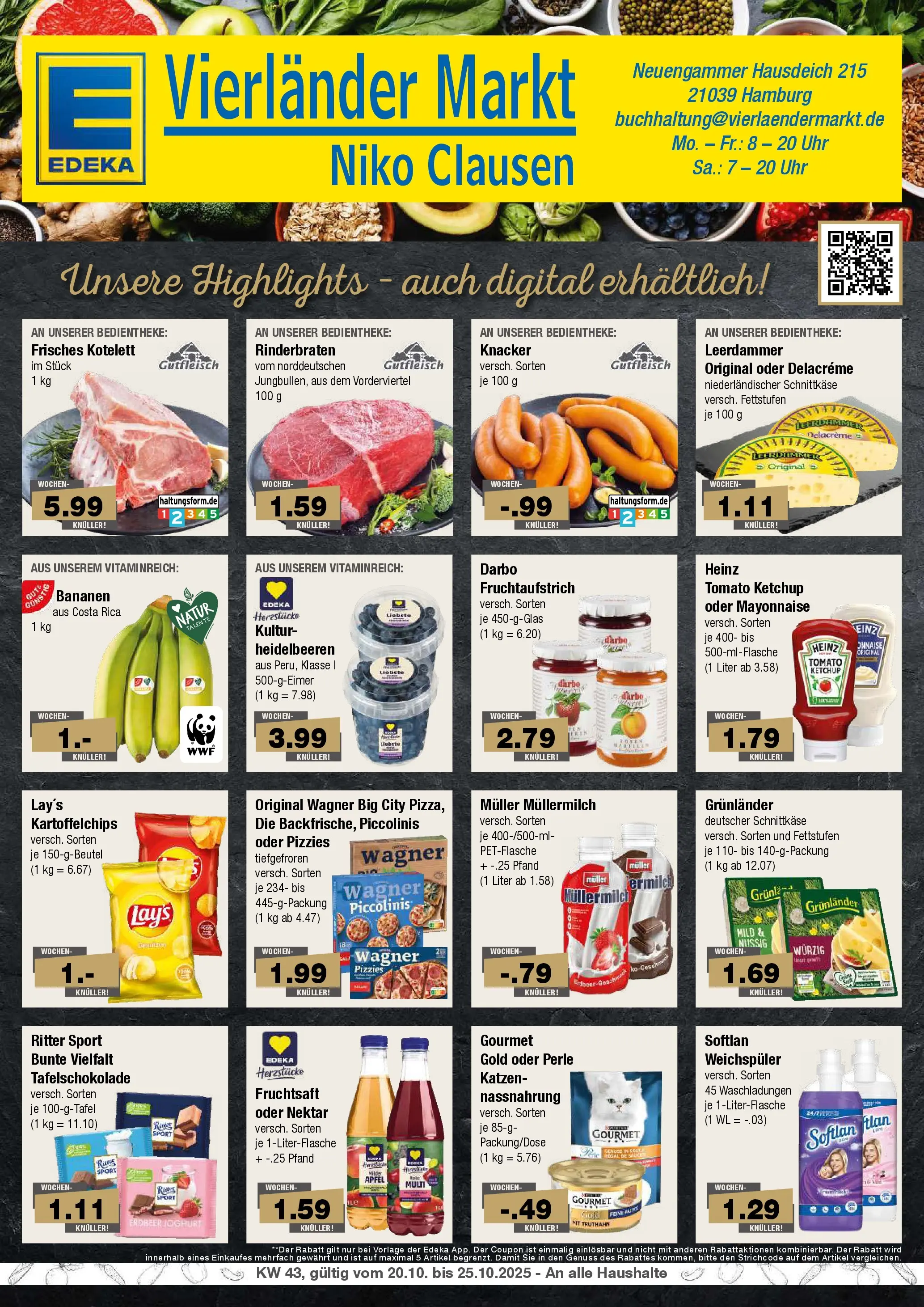 Edeka prospekt Hamburg	 (ab 19.10.2025) » Angebote Online | Seite: 1 | Produkte: Leerdammer, Müllermilch, Chips, Muller mullermilch