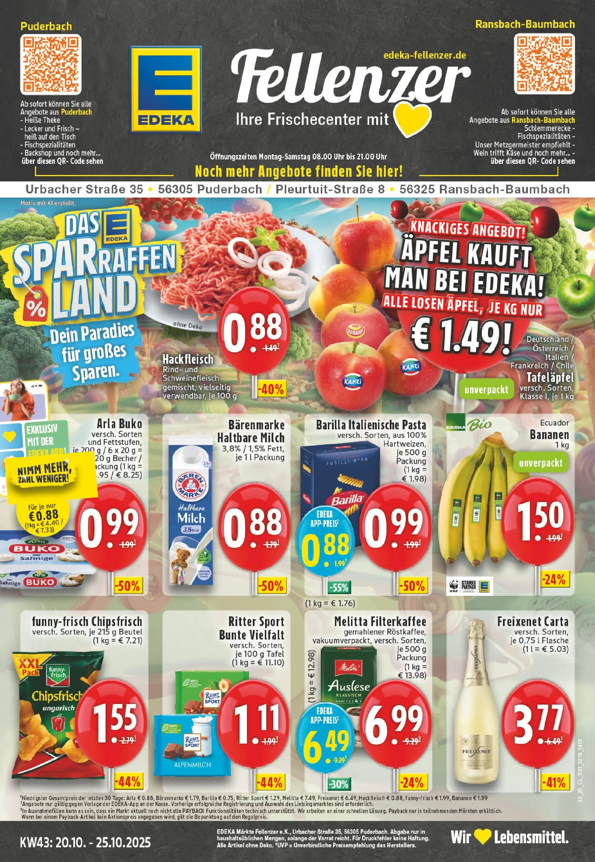 Edeka prospekt Puderbach	 (ab 19.10.2025) » Angebote Online | Seite: 1 | Produkte: Theke, Ritter sport, Äpfel, Pasta