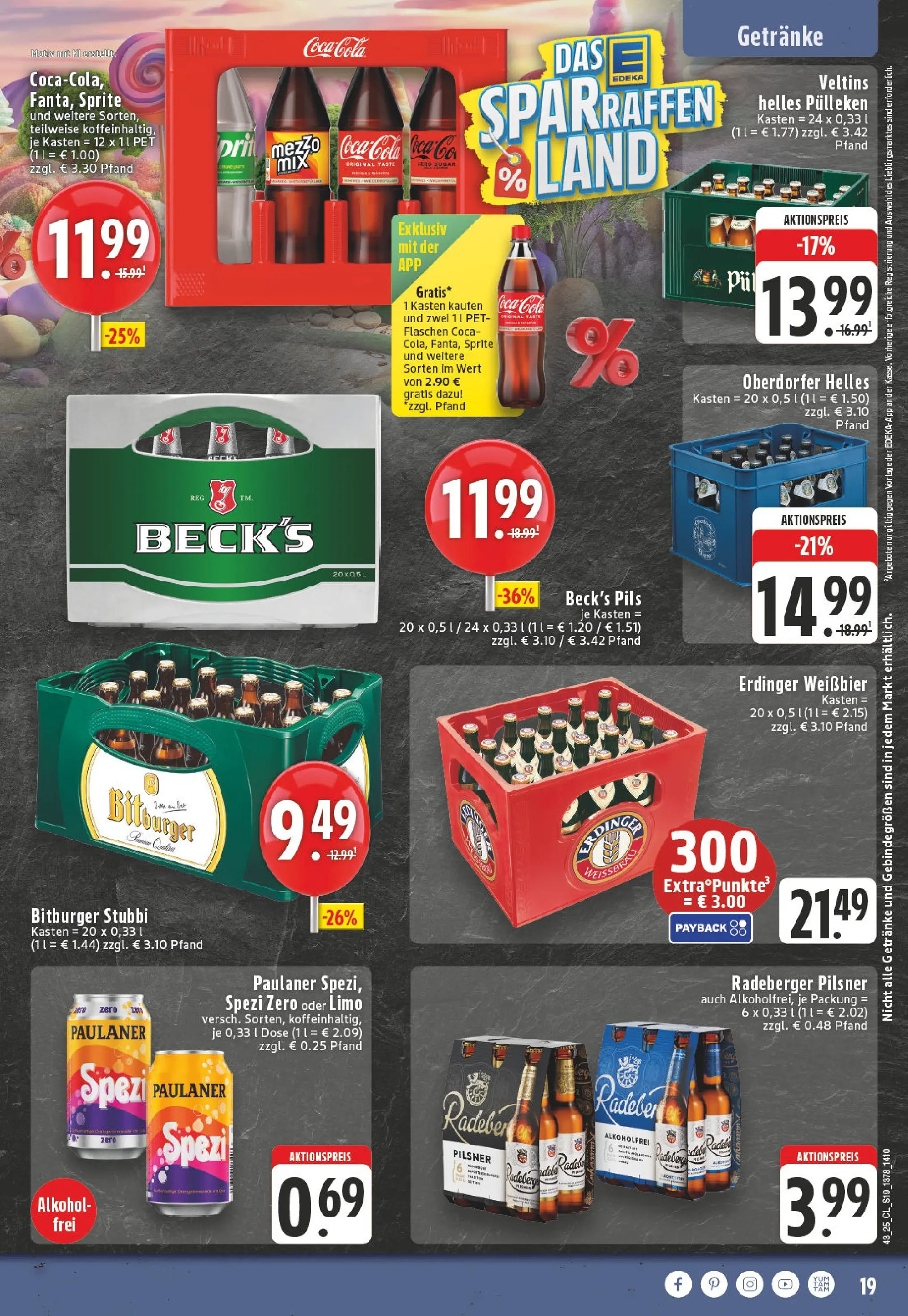 Edeka prospekt Puderbach	 (ab 19.10.2025) » Angebote Online | Seite: 19 | Produkte: Sprite, Cola, Weißbier, Radeberger pilsner