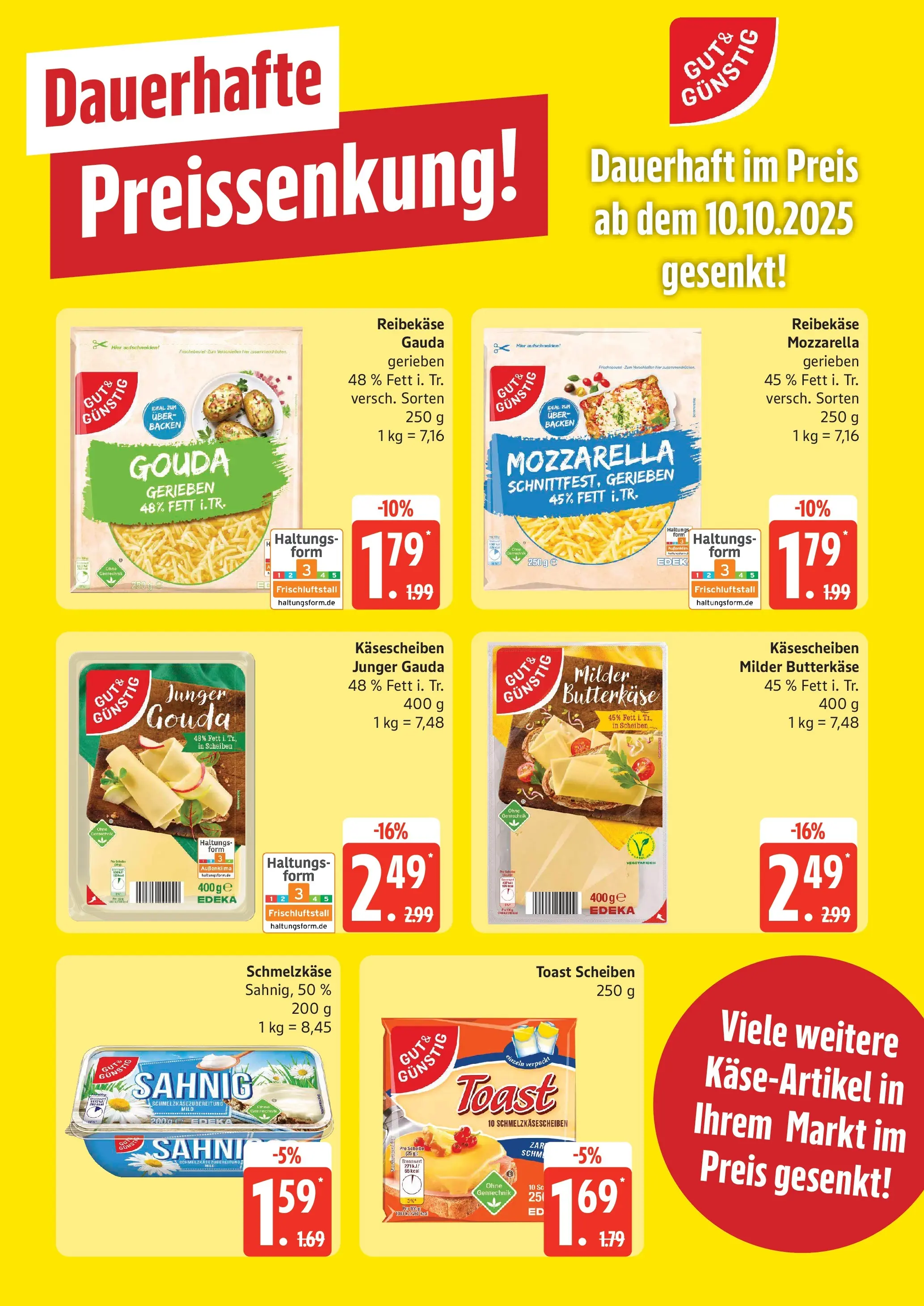 Edeka prospekt Lübeck	 (ab 19.10.2025) » Angebote Online | Seite: 17 | Produkte: Toast, Mozzarella, Gouda, Reibekase