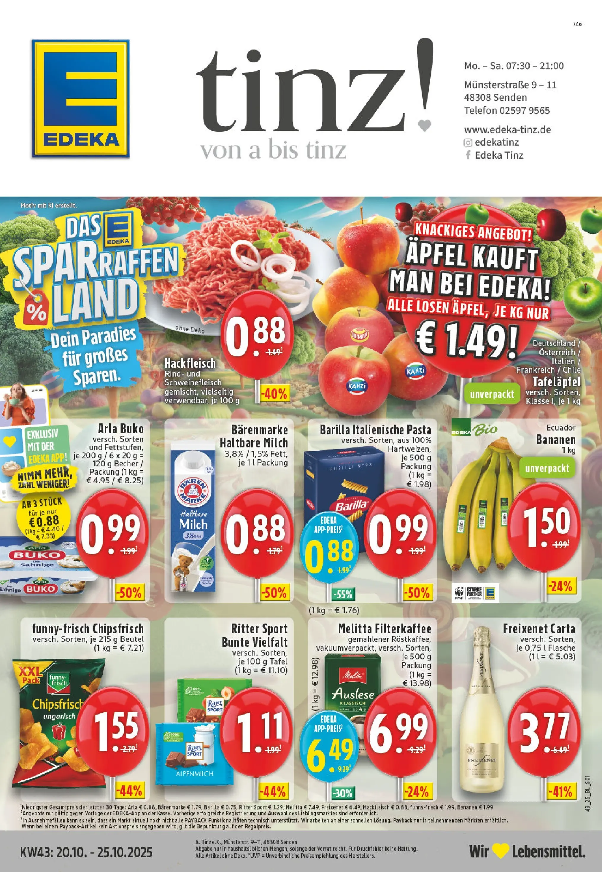 Edeka prospekt Senden	 (ab 19.10.2025) » Angebote Online | Seite: 1 | Produkte: Freixenet, Ritter sport, Bananen, Schweinefleisch