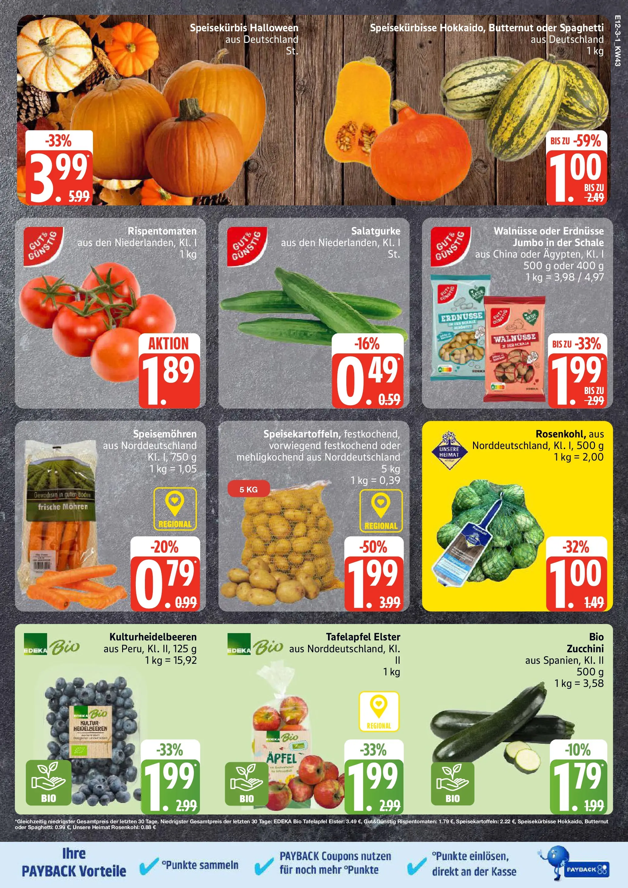 Edeka prospekt Lübeck	 (ab 19.10.2025) » Angebote Online | Seite: 3 | Produkte: Erdnüsse, Walnüsse, Heidelbeeren, Zucchini
